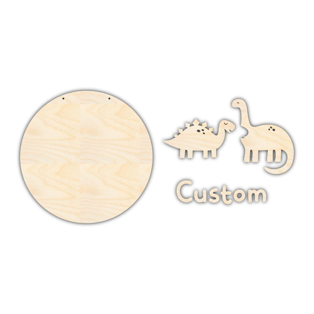 Unfinished Wood Custom Name Cute Dinosaur Door Sign Kit | Wood Craft Cutouts | 1/4" Thick | - Image 3
