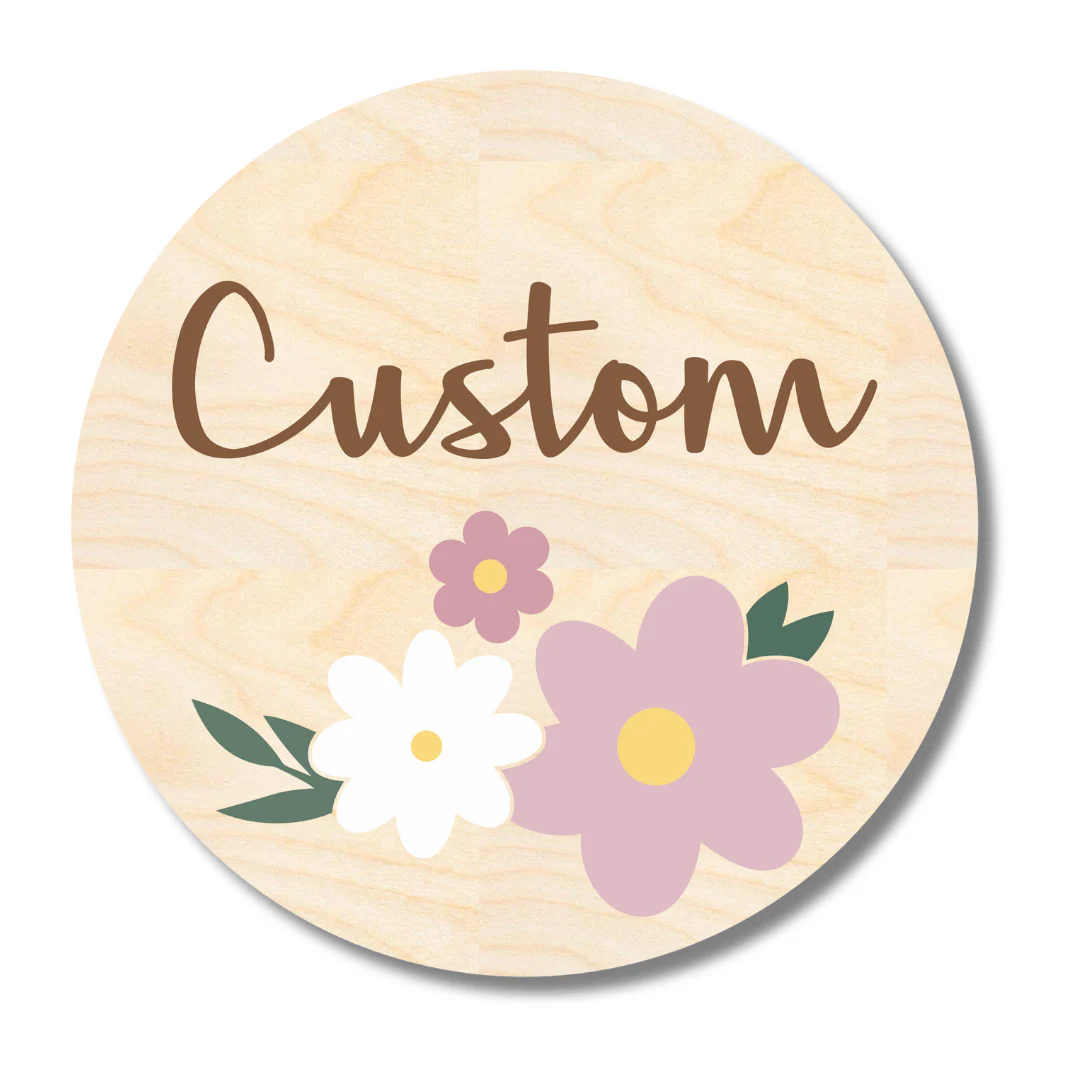 Unfinished Wood Custom Name Flowers Door Sign Kit | Wood Craft Cutouts | 1/4" Thick | - Image 2