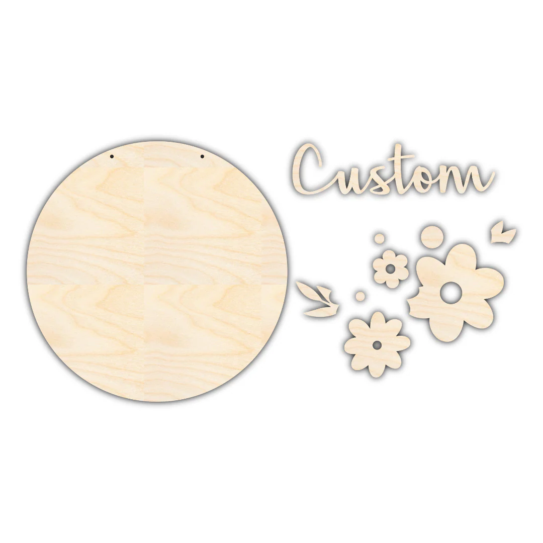 Unfinished Wood Custom Name Flowers Door Sign Kit | Wood Craft Cutouts | 1/4" Thick | - Image 3