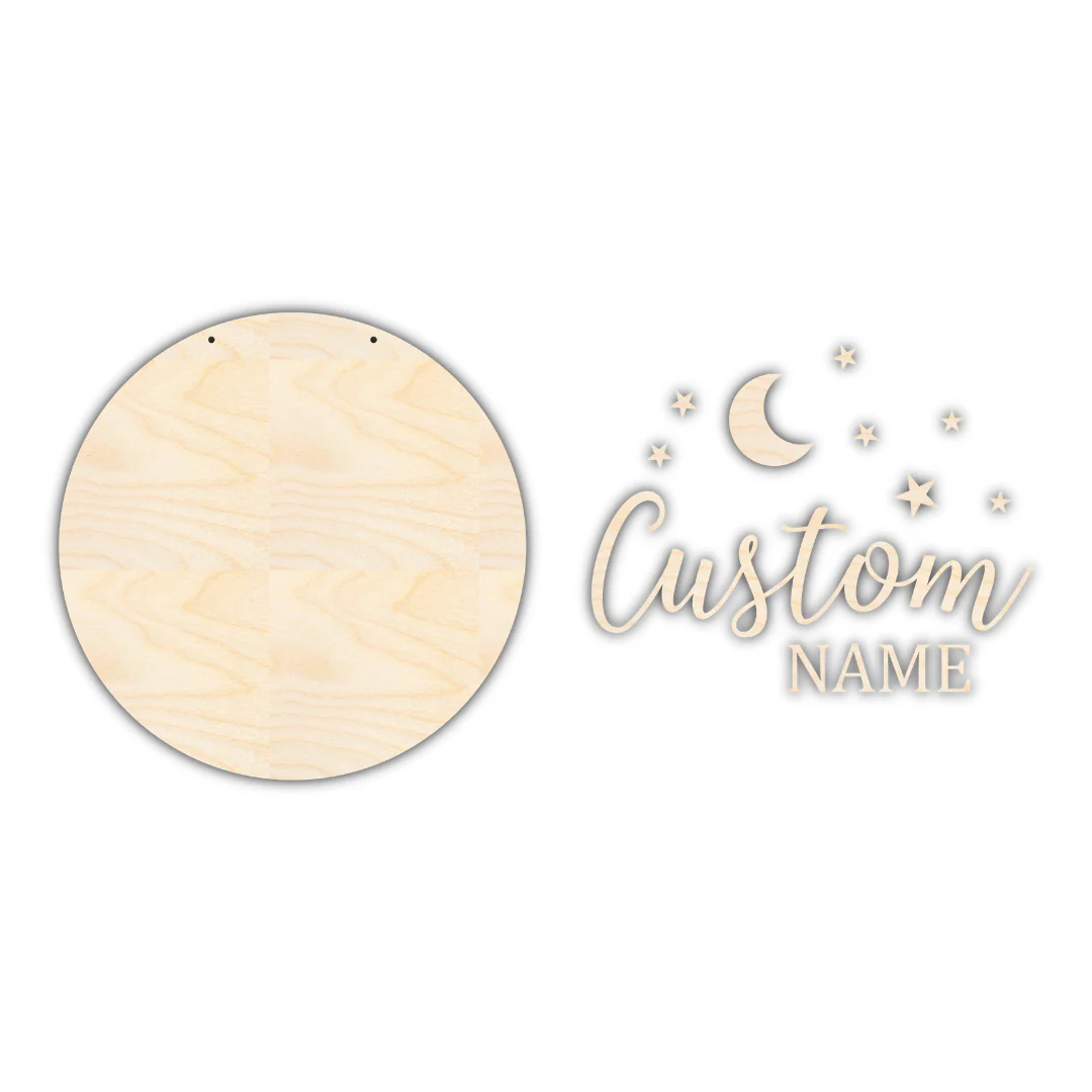 Unfinished Wood Custom Name Night Time Door Sign Kit | Wood Craft Cutouts | 1/4" Thick | - Image 3
