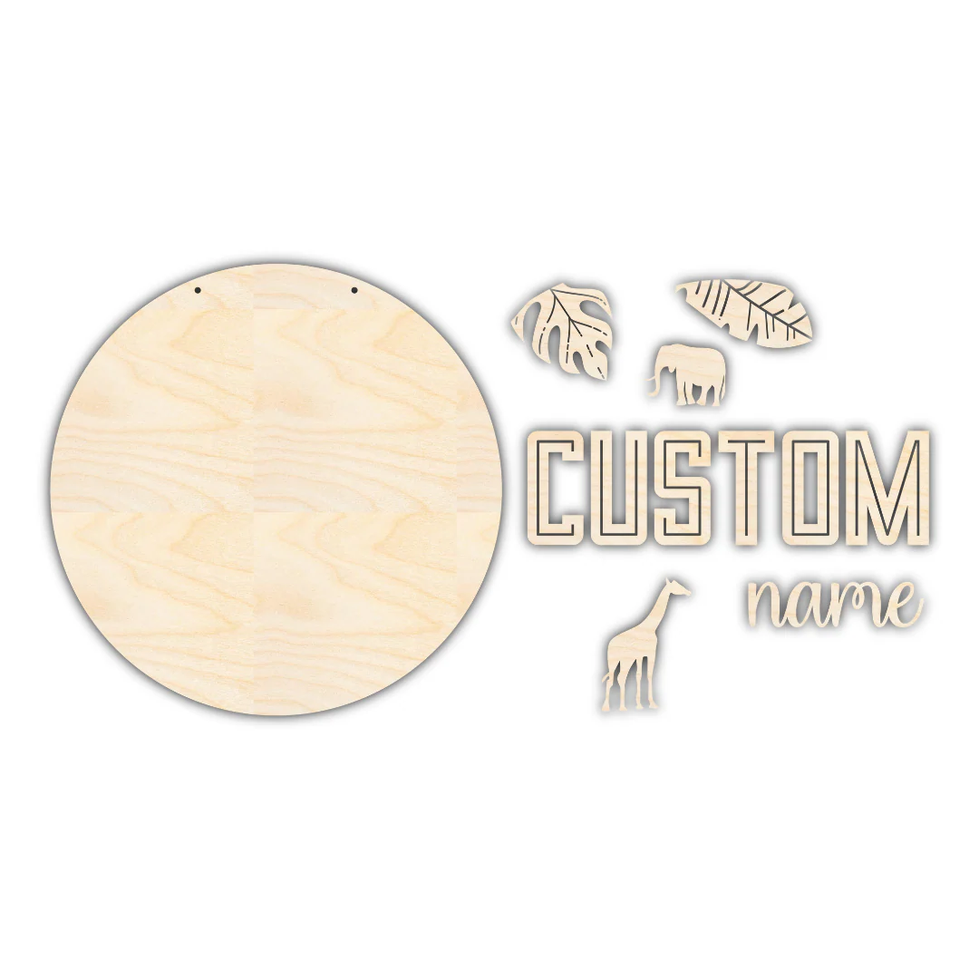 Unfinished Wood Custom Name Safari Door Sign Kit | Wood Craft Cutouts | 1/4" Thick | - Image 3