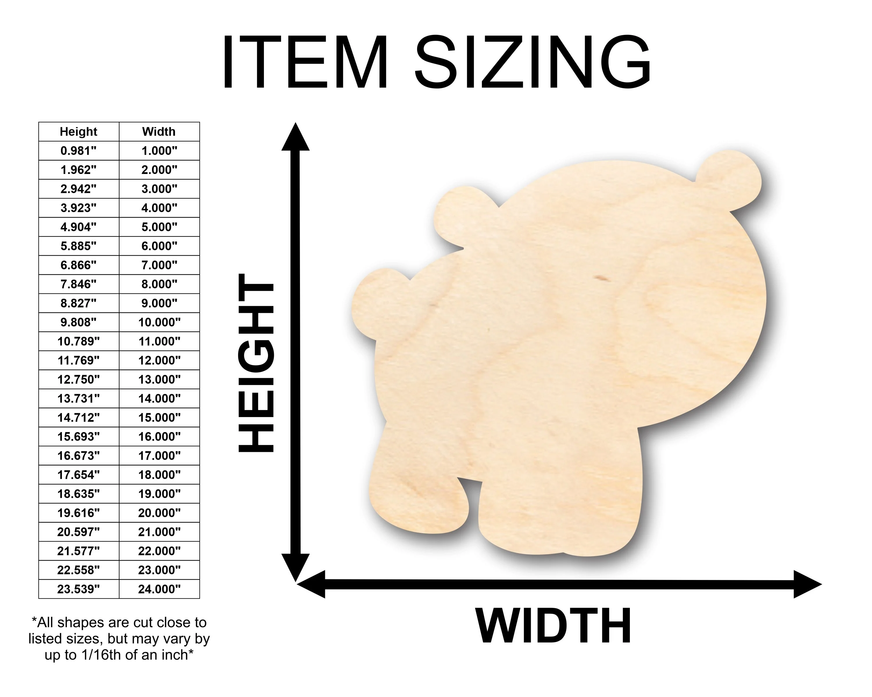 Unfinished Wood Cute Baby Bear Shape - Craft - up to 46" DIY - Image 2