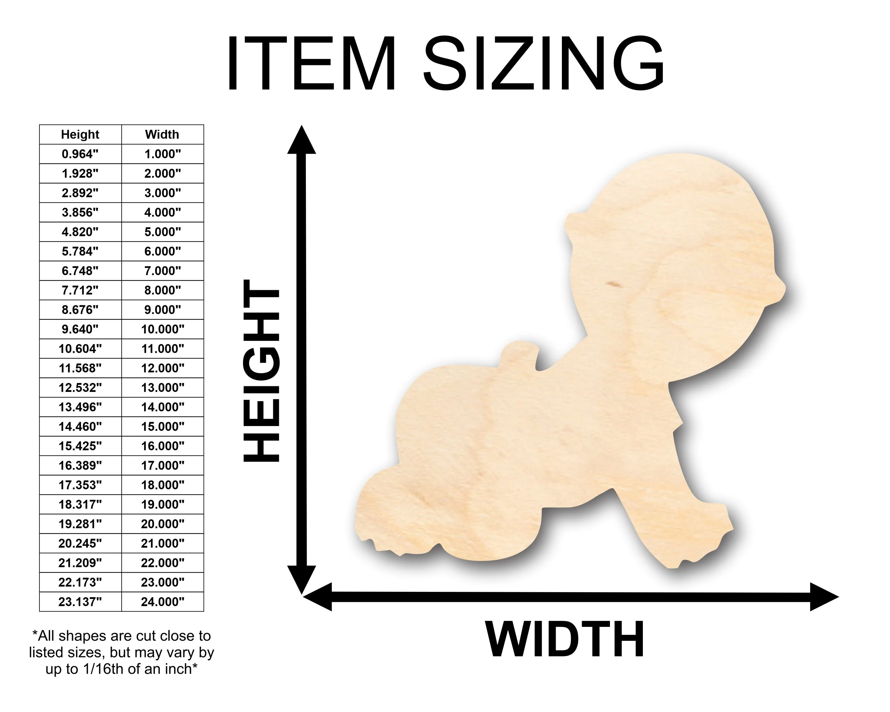 Unfinished Wood Cute Baby Shape - Craft - up to 46" DIY - Image 2
