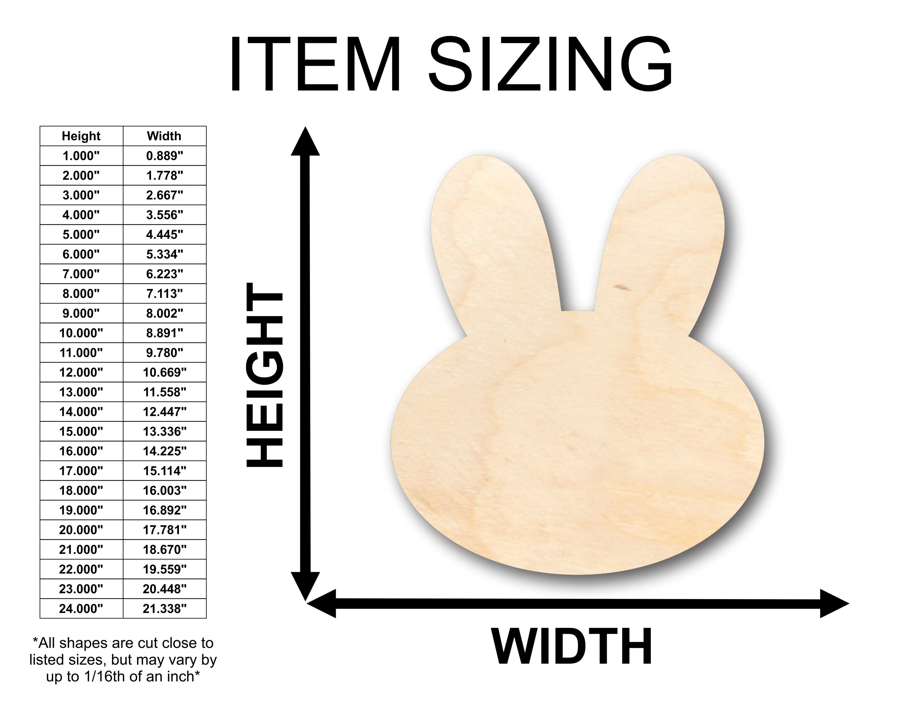 Unfinished Wood Cute Bunny Shape - Craft - up to 46" DIY - Image 2