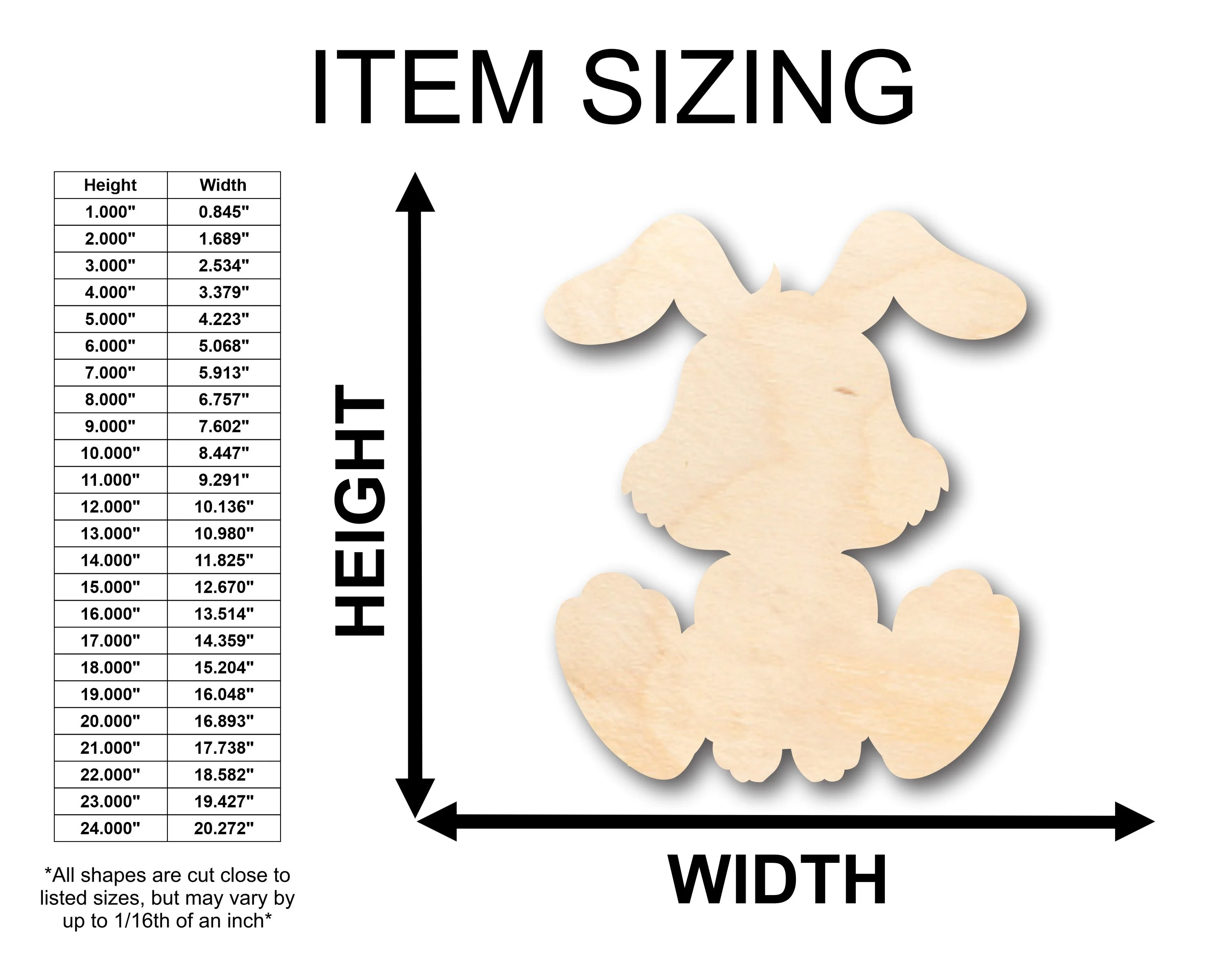 Unfinished Wood Cute Bunny Shape - Craft - up to 46" DIY - Image 2