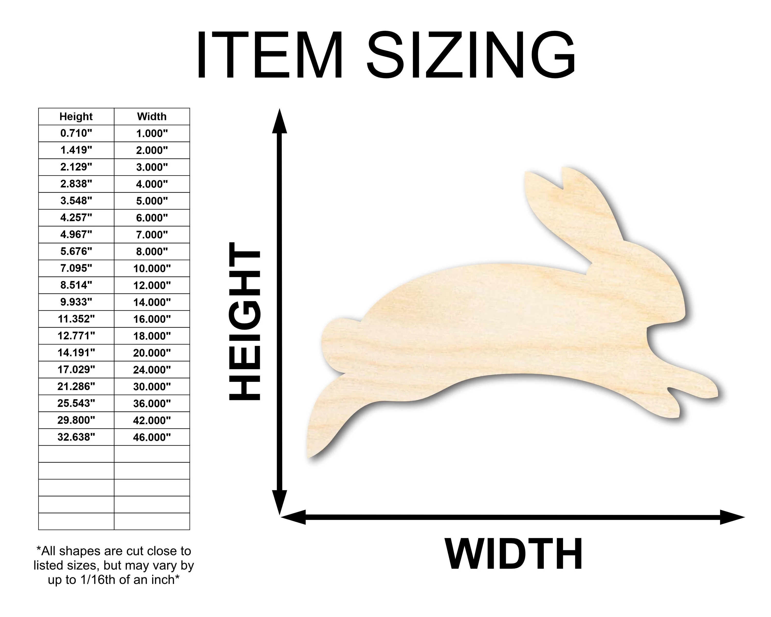 Unfinished Wood Cute Bunny Shape - Easter Spring Kids Craft - up to 46" DIY - Image 2
