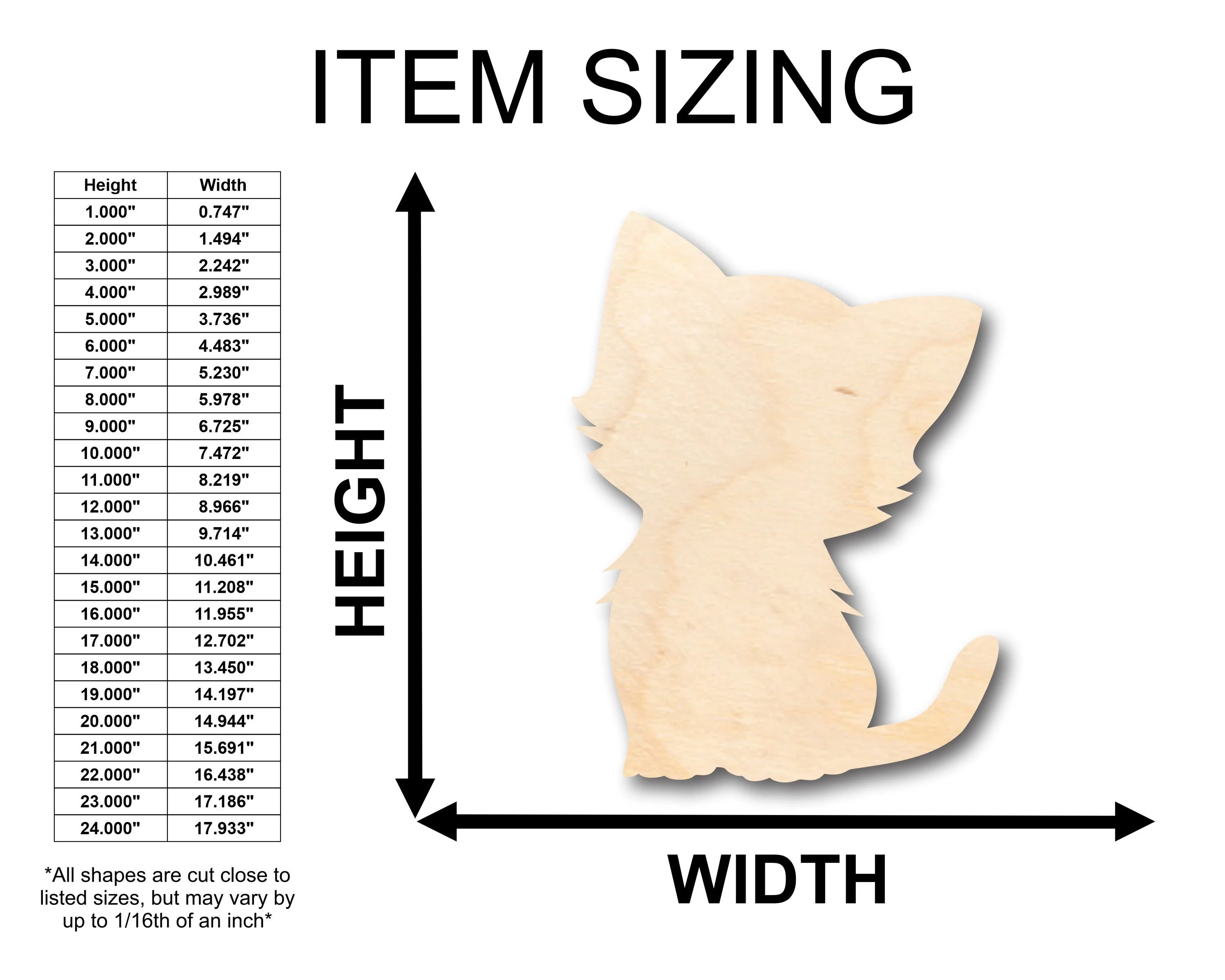 Unfinished Wood Cute Cat Shape - Craft - up to 46" DIY - Image 2