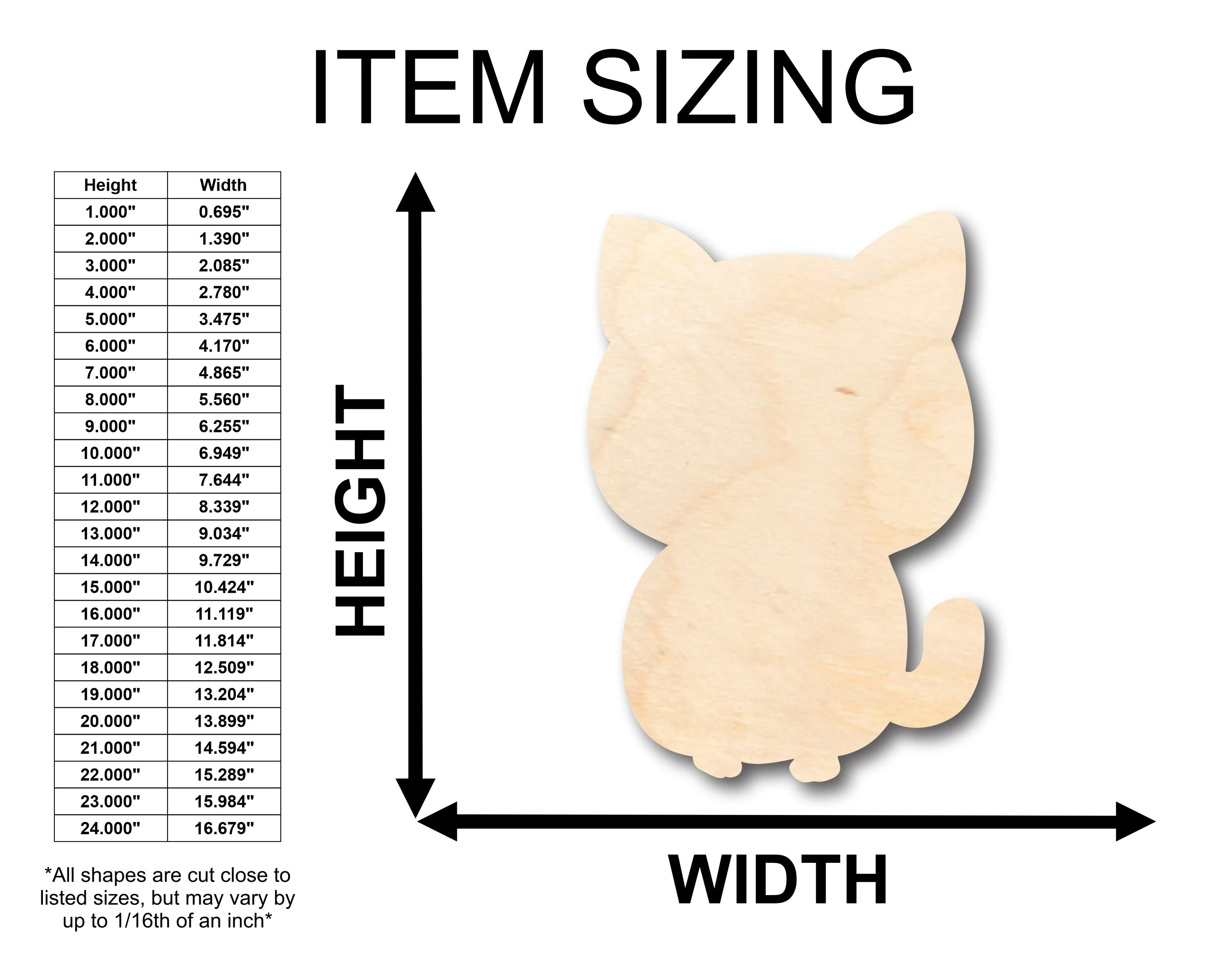 Unfinished Wood Cute Cat Shape - Craft - up to 46" DIY - Image 2