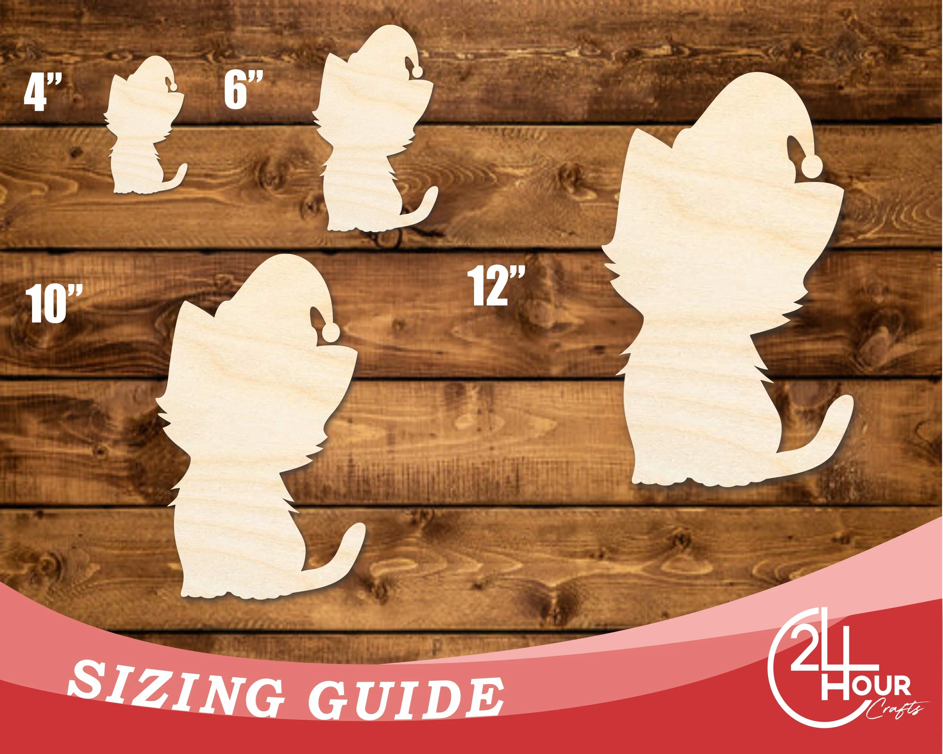 Unfinished Wood Cute Cat With Santa Hat Shape | DIY Craft Cutout | up to 46" DIY - Image 3