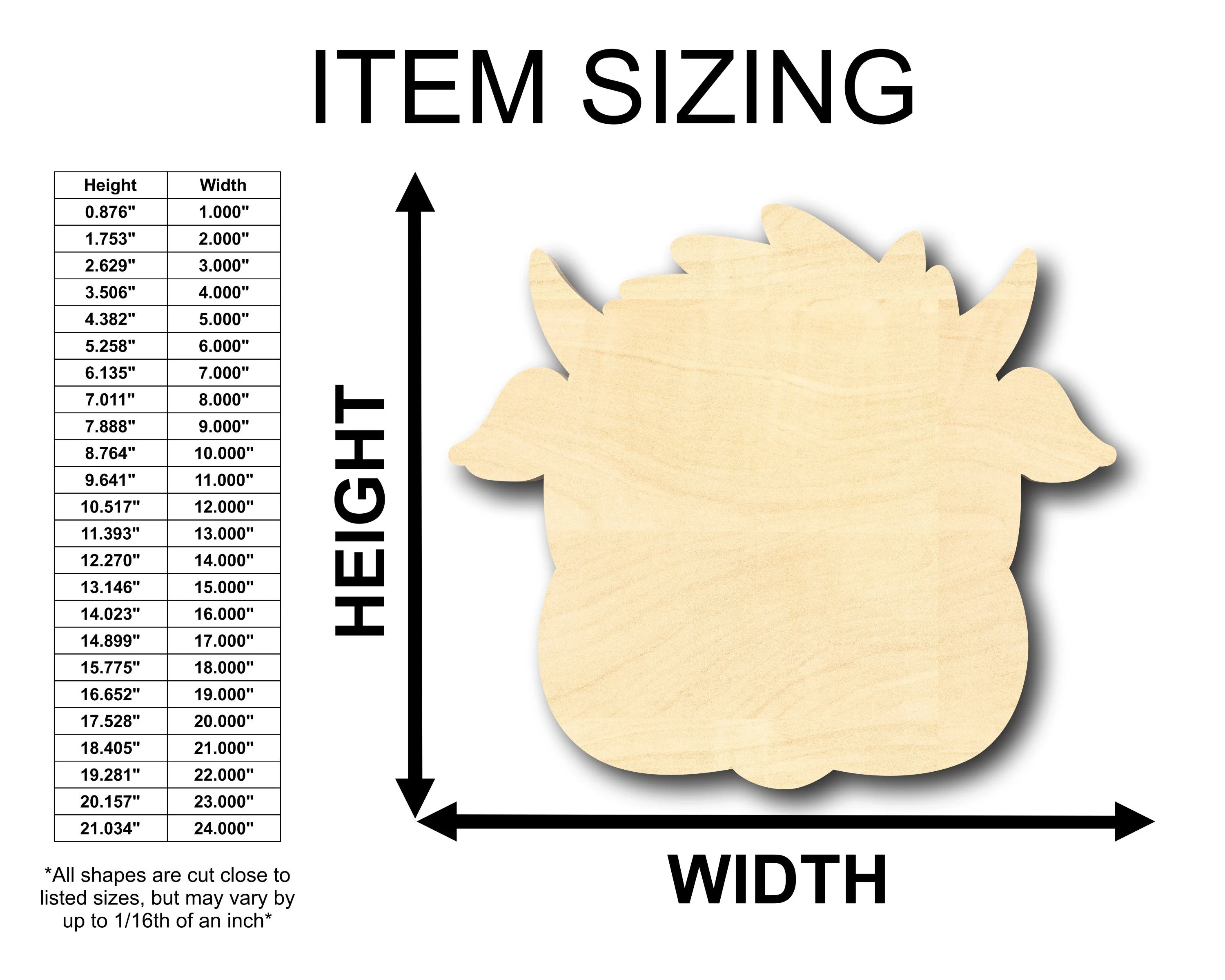 Unfinished Wood Cute Cow Head Shape - Craft - up to 46" DIY - Image 2