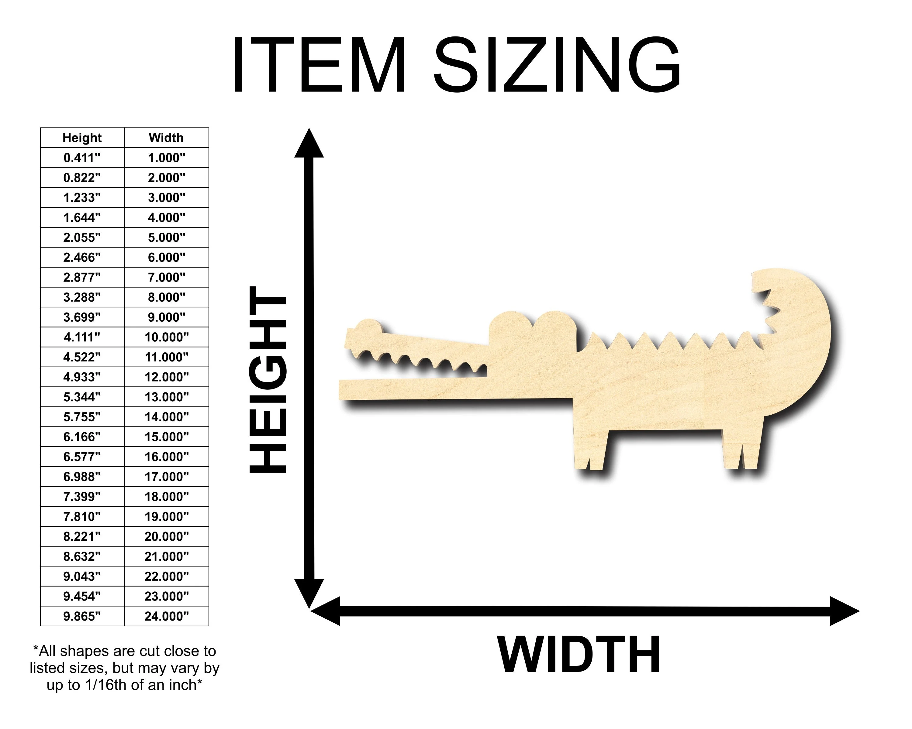 Unfinished Wood Cute Crocodile Alligator Shape - Craft - up to 46" DIY - Image 2