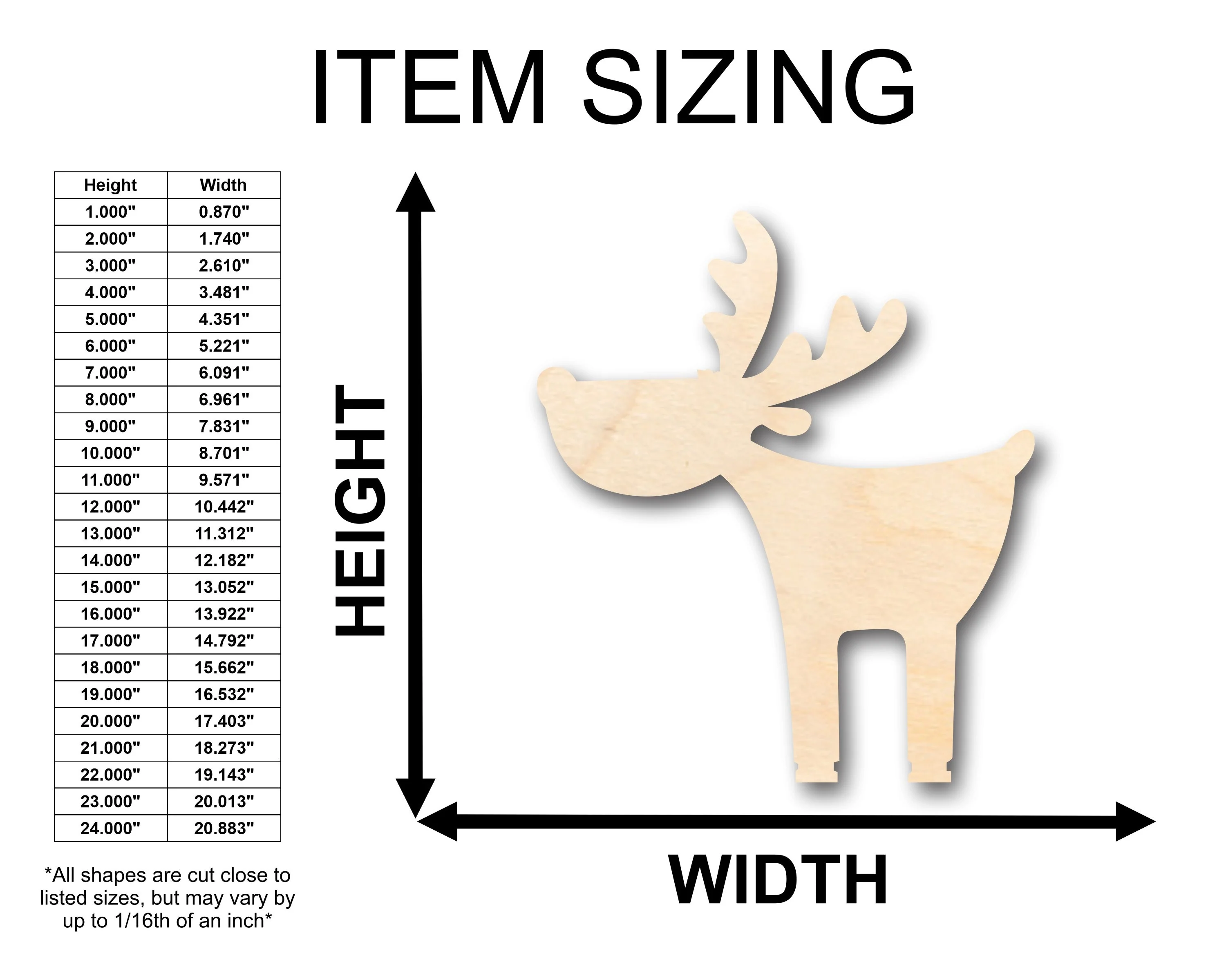 Unfinished Wood Cute Deer Moose Shape - Craft - up to 46" DIY - Image 2