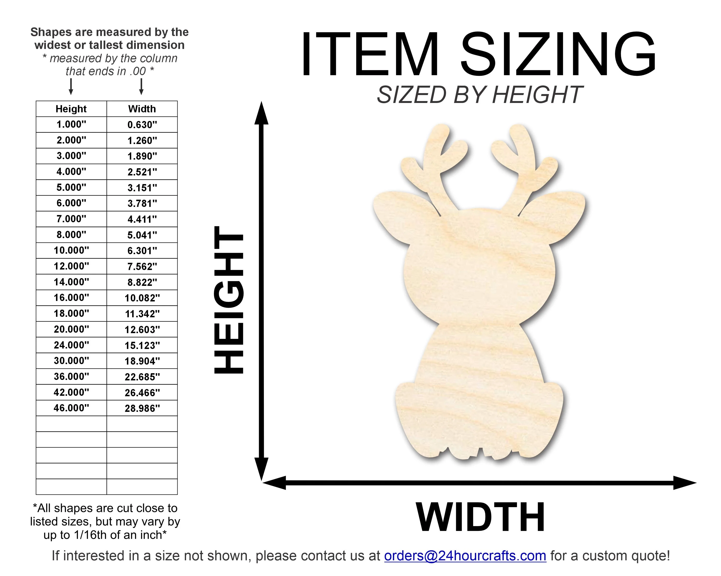 Unfinished Wood Cute Deer Shape | DIY Craft Cutout | up to 46" DIY - Image 2