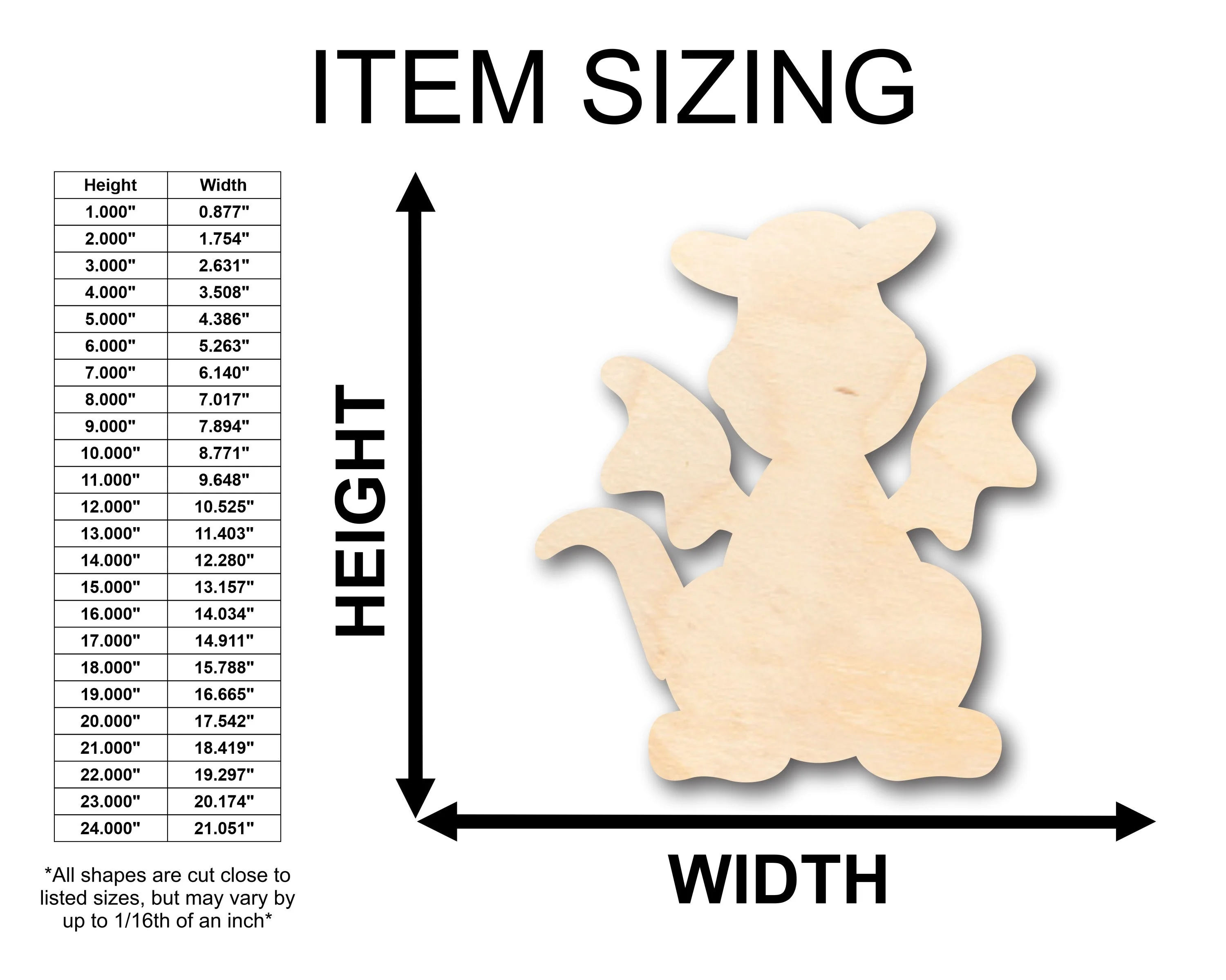 Unfinished Wood Cute Dragon Shape - Craft - up to 46" DIY - Image 2