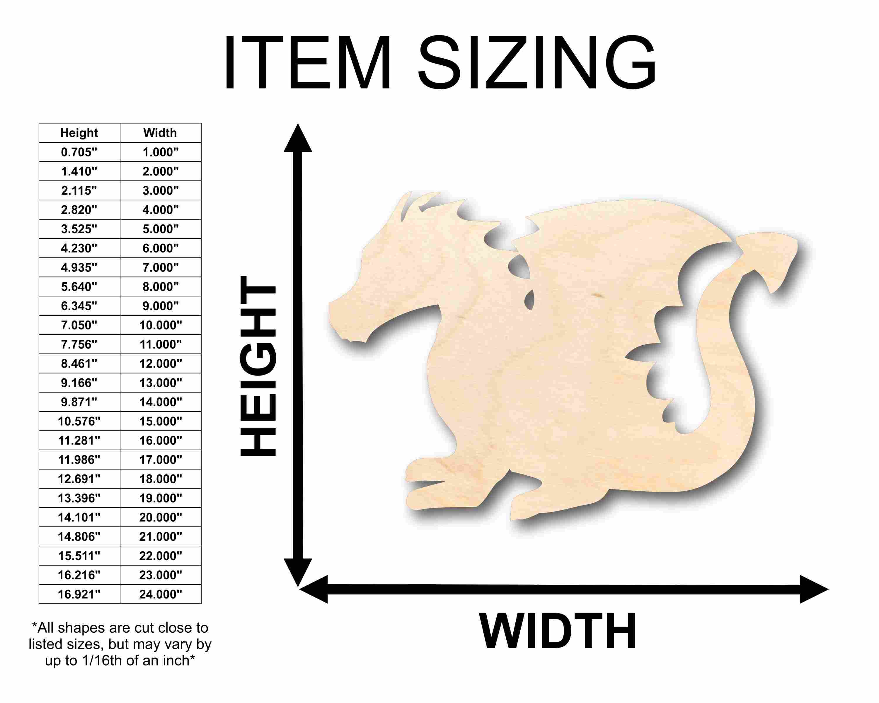 Unfinished Wood Cute Dragon Silhouette - Craft- up to 46" DIY - Image 2