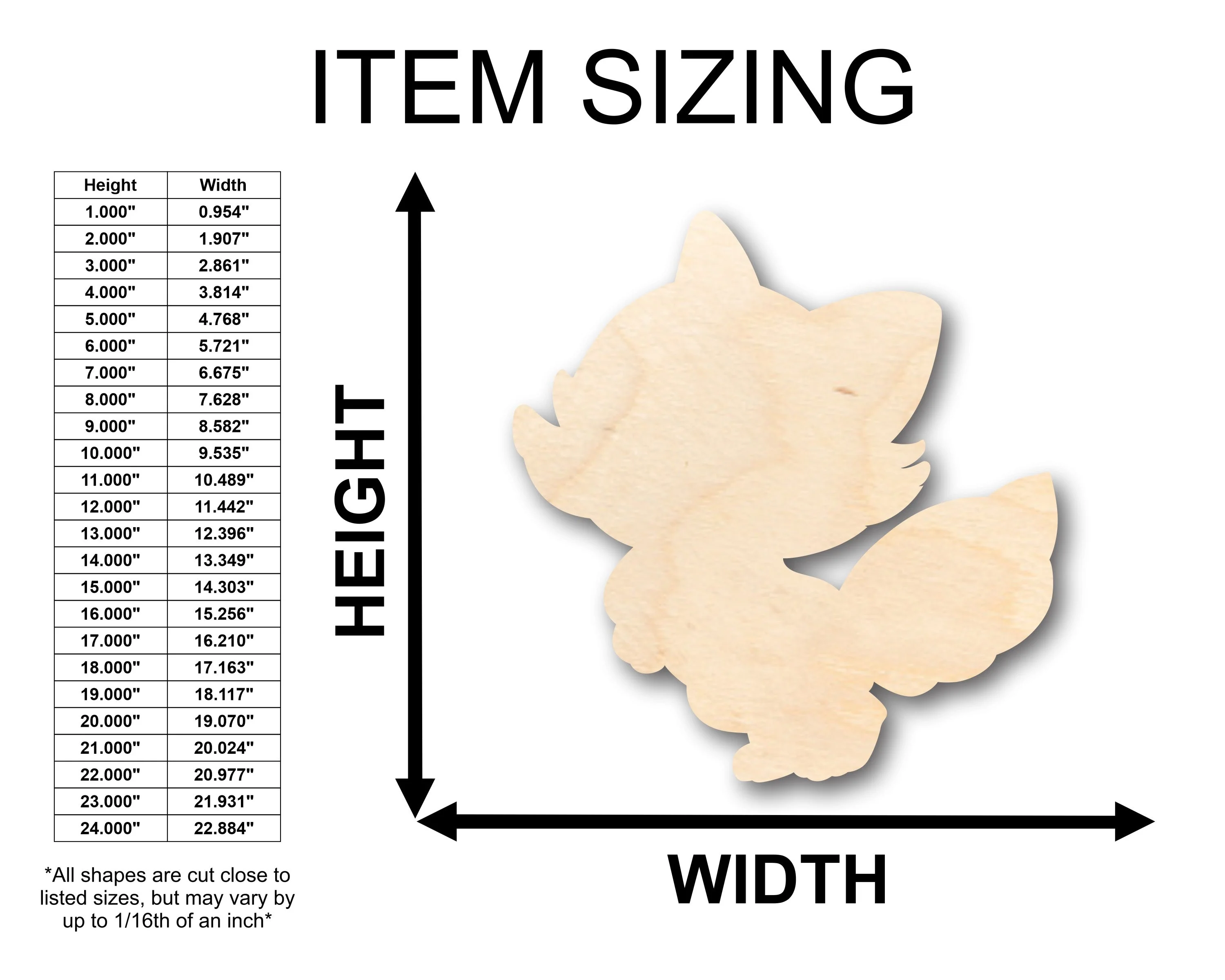 Unfinished Wood Cute Fox Shape - Craft - up to 46" DIY - Image 2