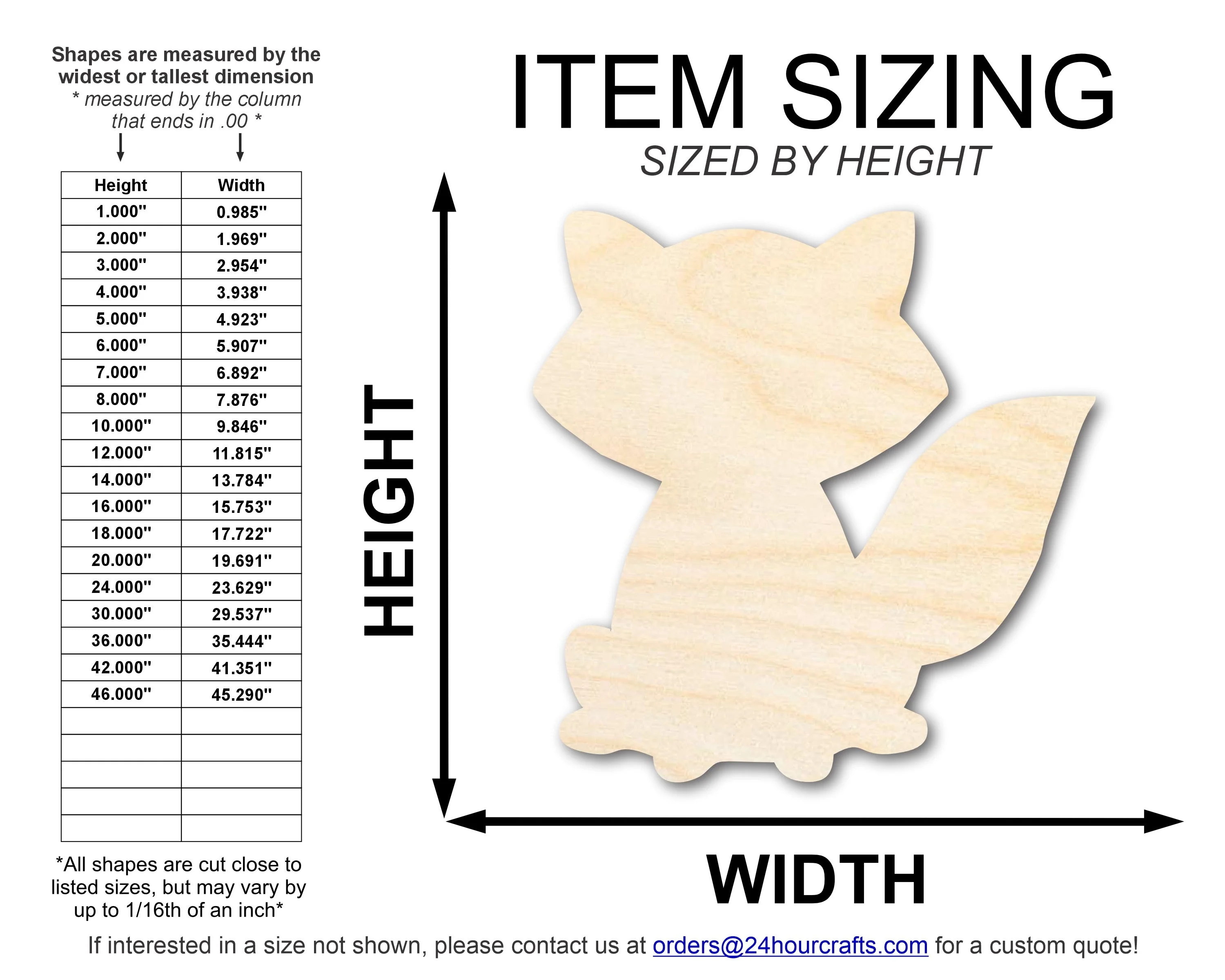 Unfinished Wood Cute Fox Shape | DIY Craft Cutout | up to 46" DIY - Image 2
