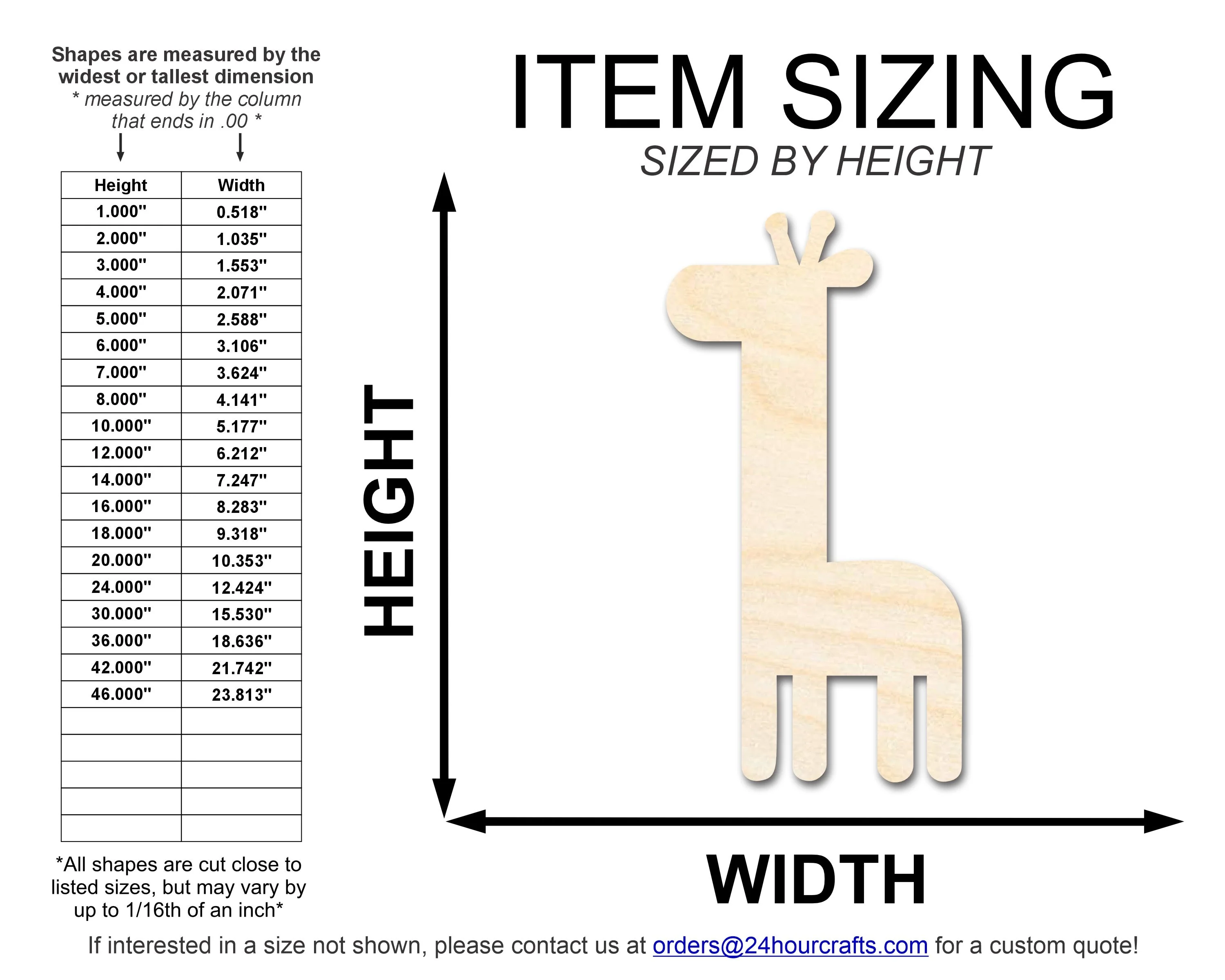 Unfinished Wood Cute Giraffe Shape  | DIY Craft Cutout | up to 46" DIY - Image 2