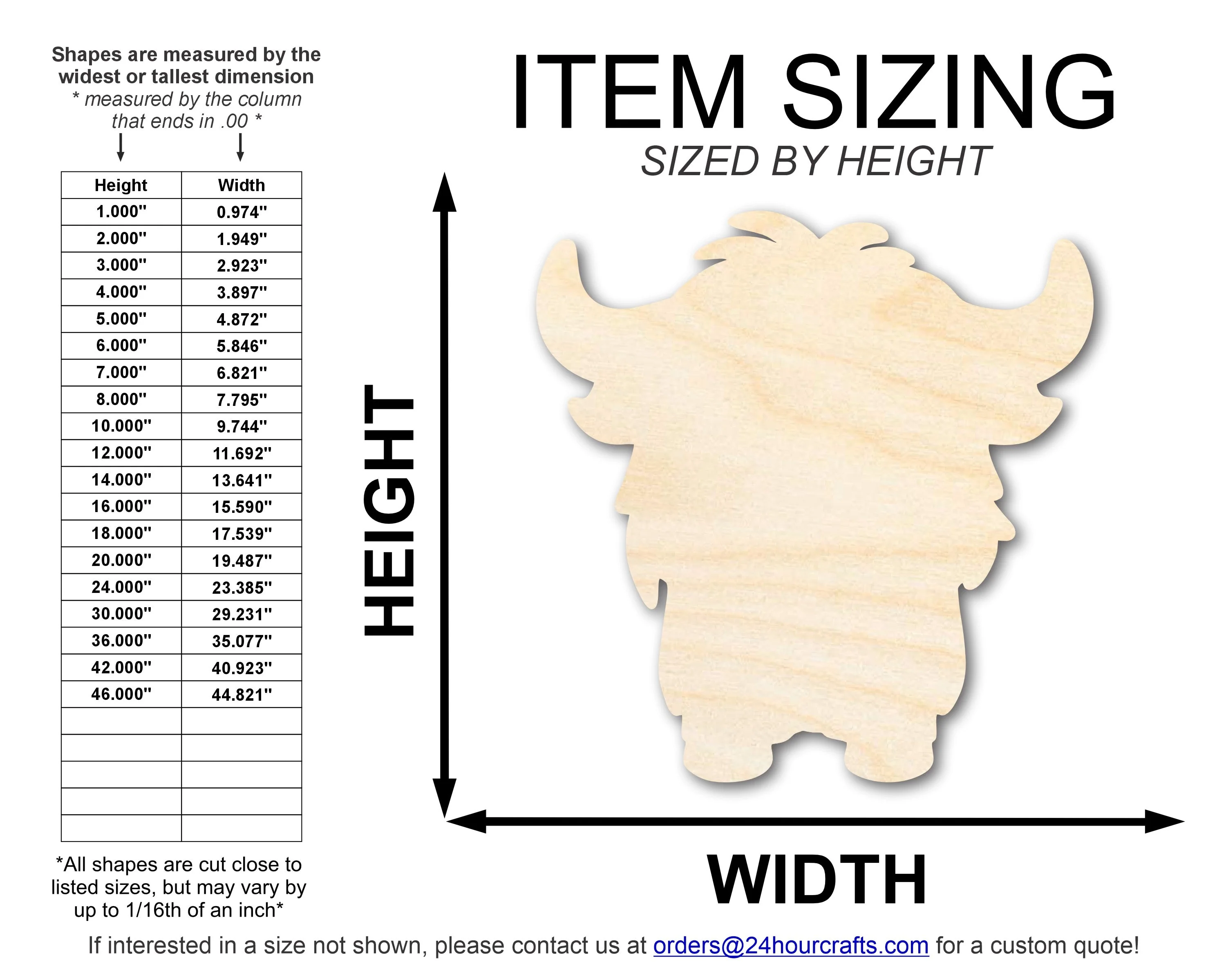 Unfinished Wood Cute Highland Cow Shape | DIY Craft Cutout | up to 46" DIY - Image 2
