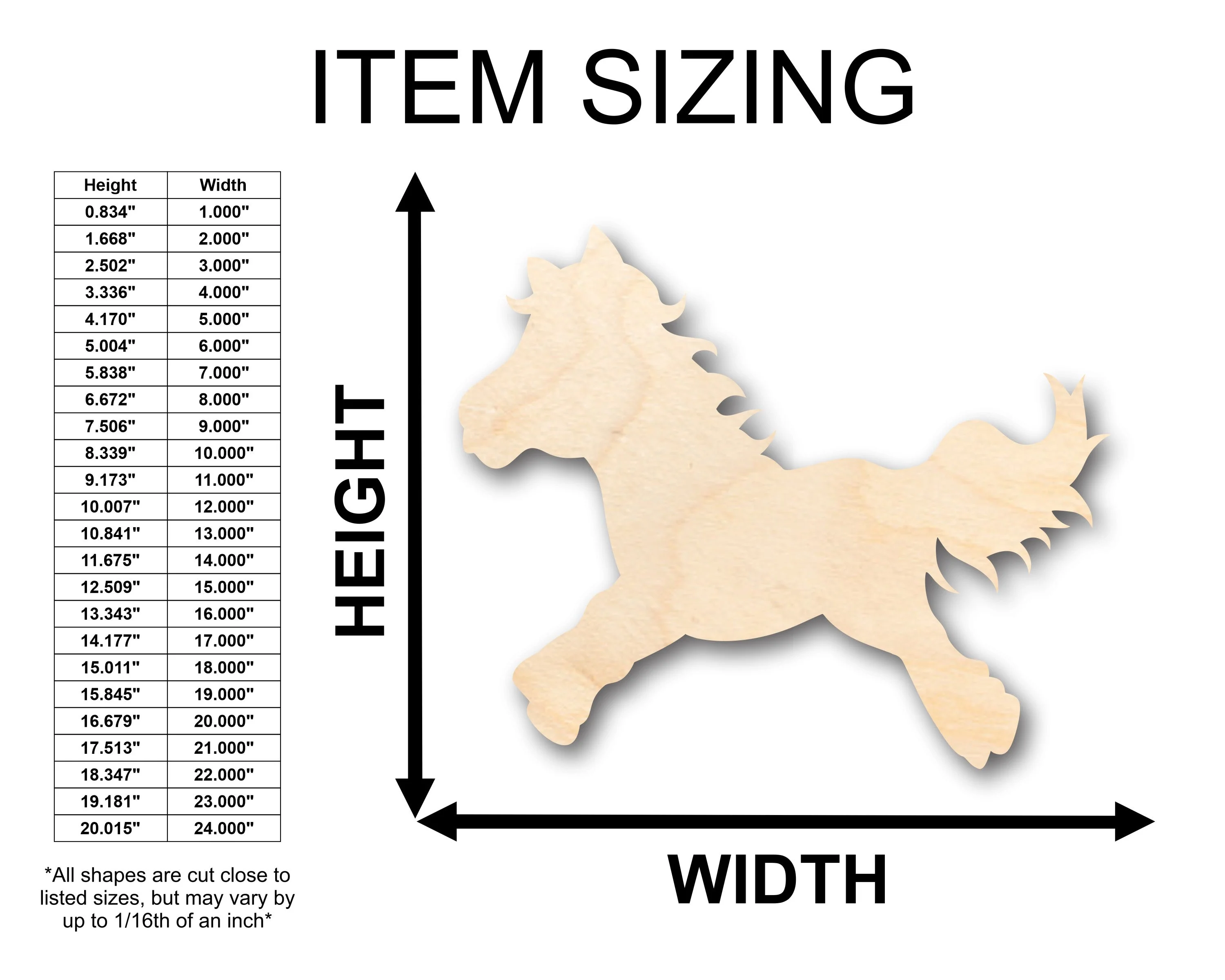 Unfinished Wood Cute Horse Shape - Craft - up to 46" DIY - Image 2