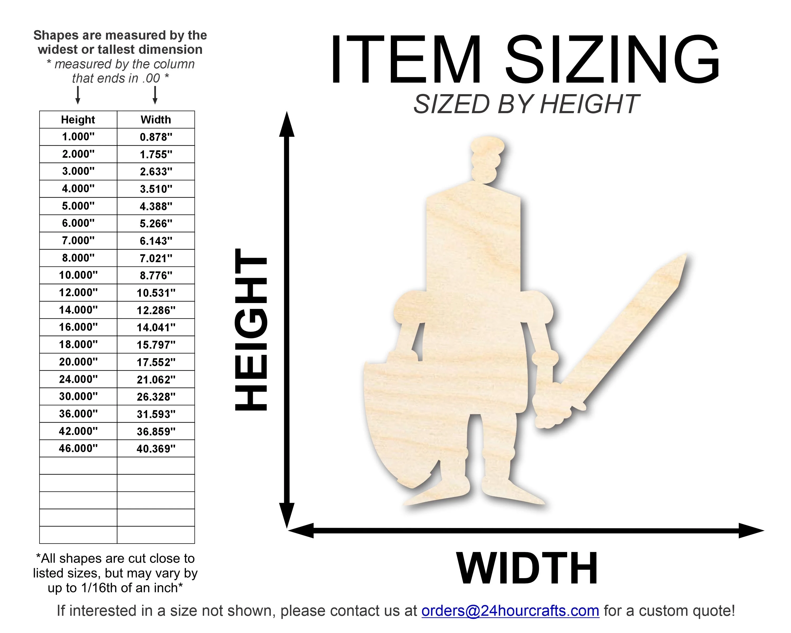 Unfinished Wood Cute Knight Shape | DIY Craft Cutout | up to 46" DIY - Image 2