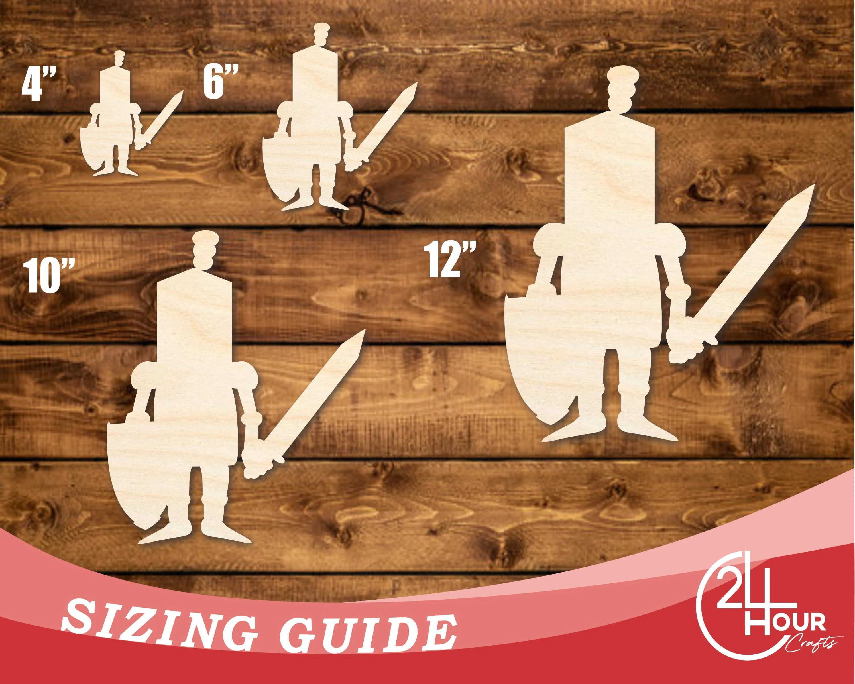 Unfinished Wood Cute Knight Shape | DIY Craft Cutout | up to 46" DIY - Image 3