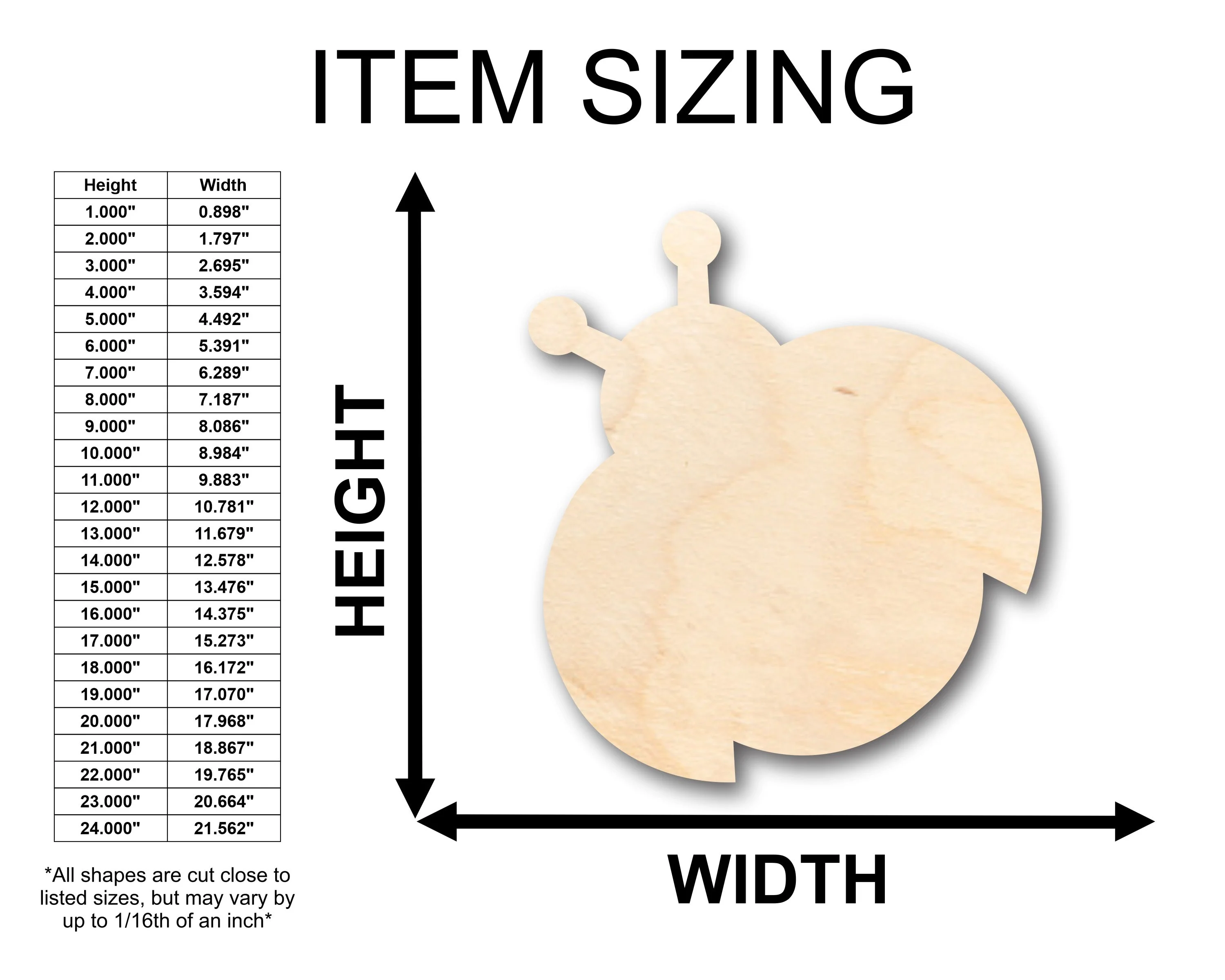 Unfinished Wood Cute Ladybug Shape - Craft - up to 46" DIY - Image 2
