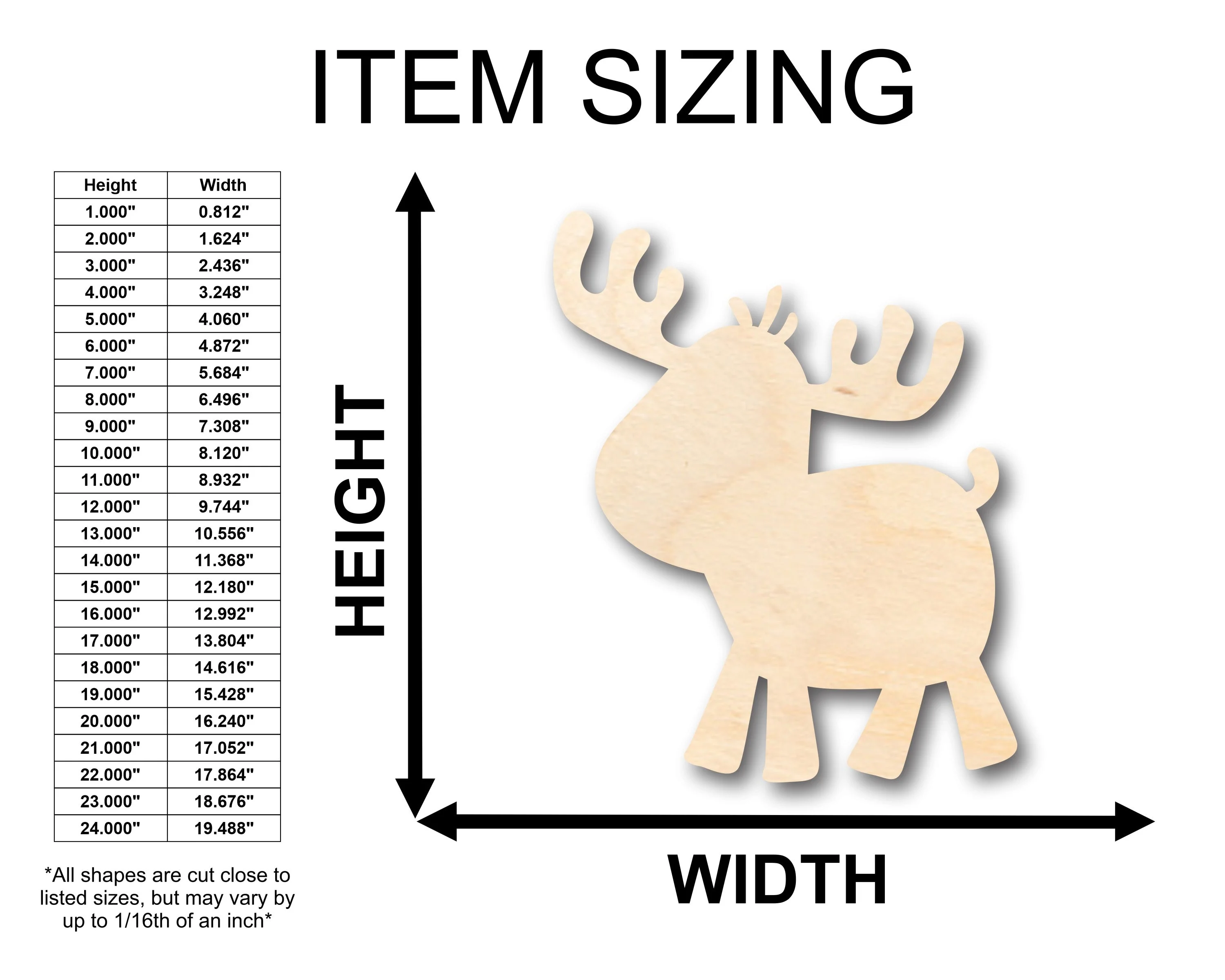 Unfinished Wood Cute Moose Shape - Craft - up to 46" DIY - Image 2