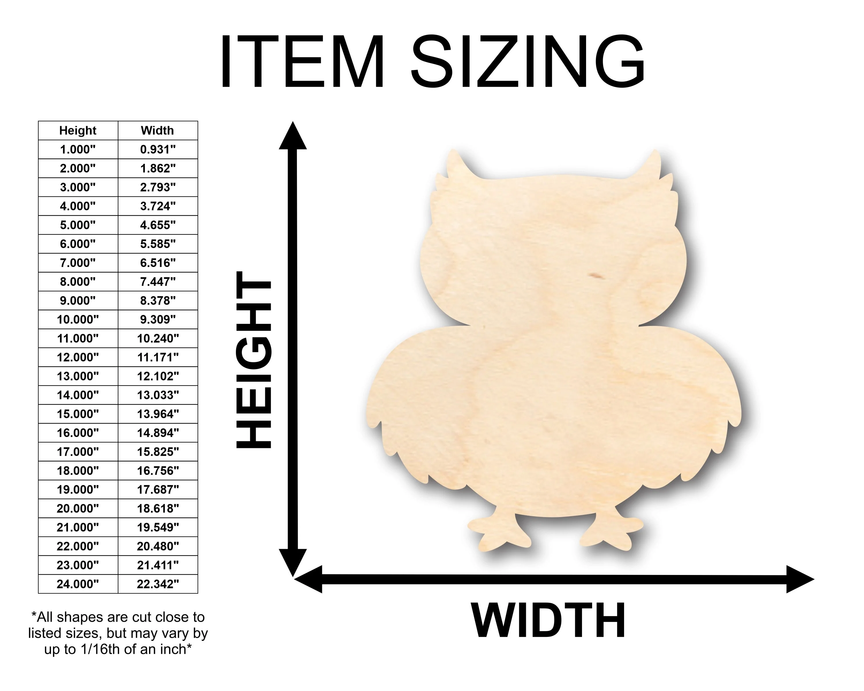 Unfinished Wood Cute Owl Shape - Craft - up to 46" DIY - Image 2