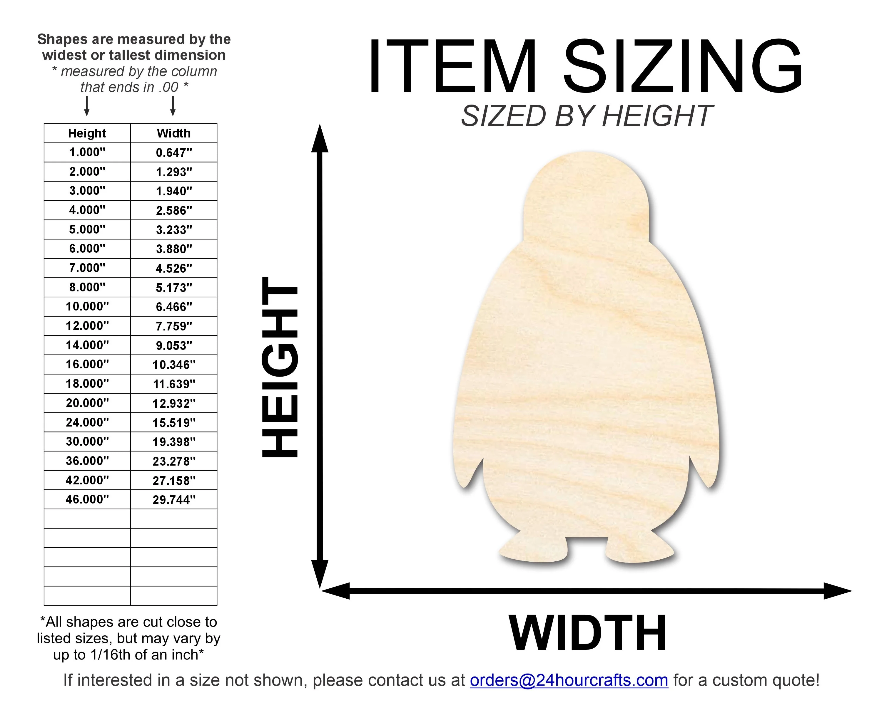 Unfinished Wood Cute Penguin Shape | DIY Craft Cutout | up to 46" DIY - Image 2