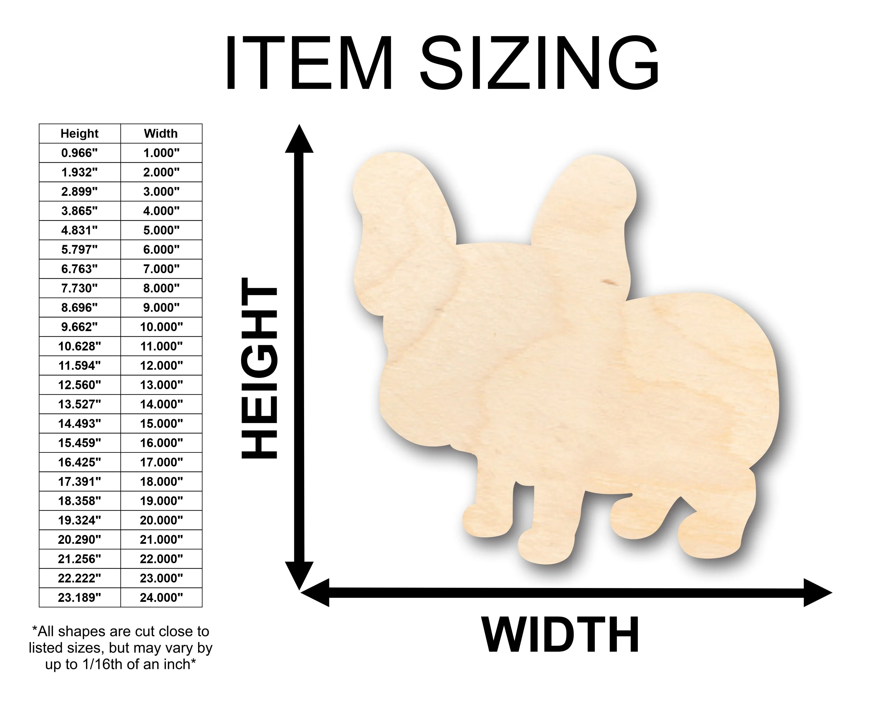 Unfinished Wood Cute Pug Dog Shape - Craft - up to 46" DIY - Image 2