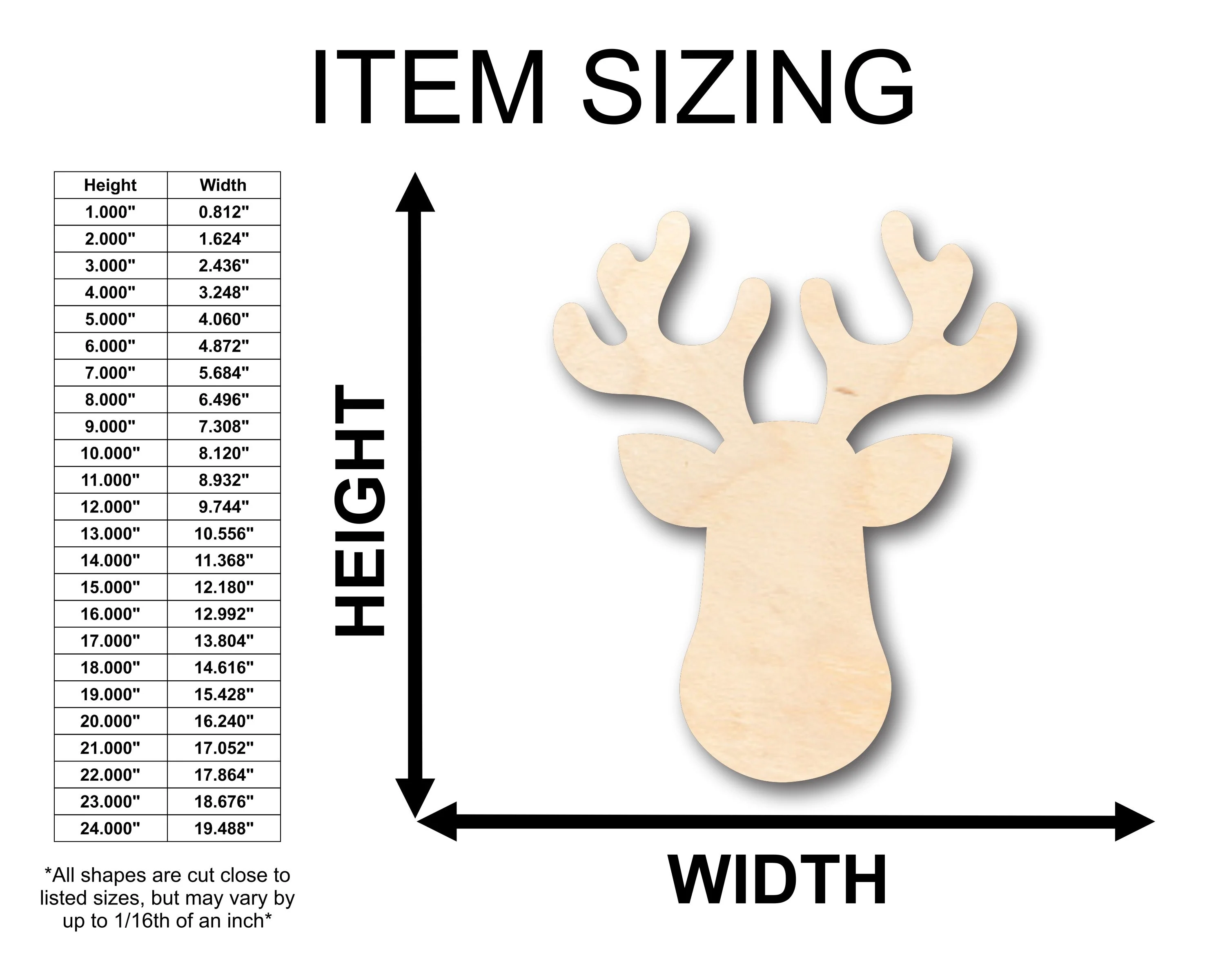 Unfinished Wood Cute Reindeer Shape - Christmas - Craft - up to 46" DIY - Image 2