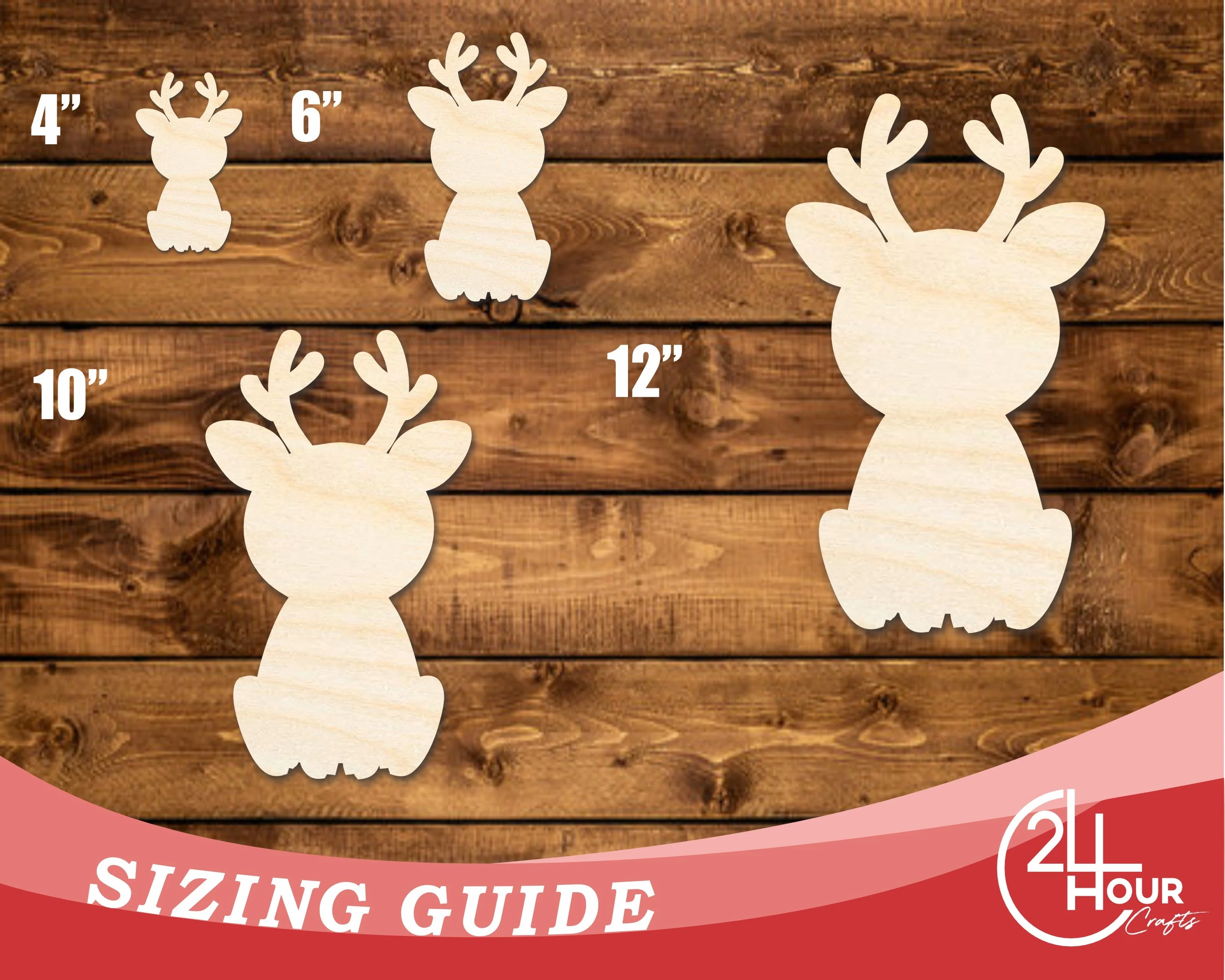 Unfinished Wood Cute Reindeer Shape | DIY Craft Cutout | up to 46" DIY - Image 3