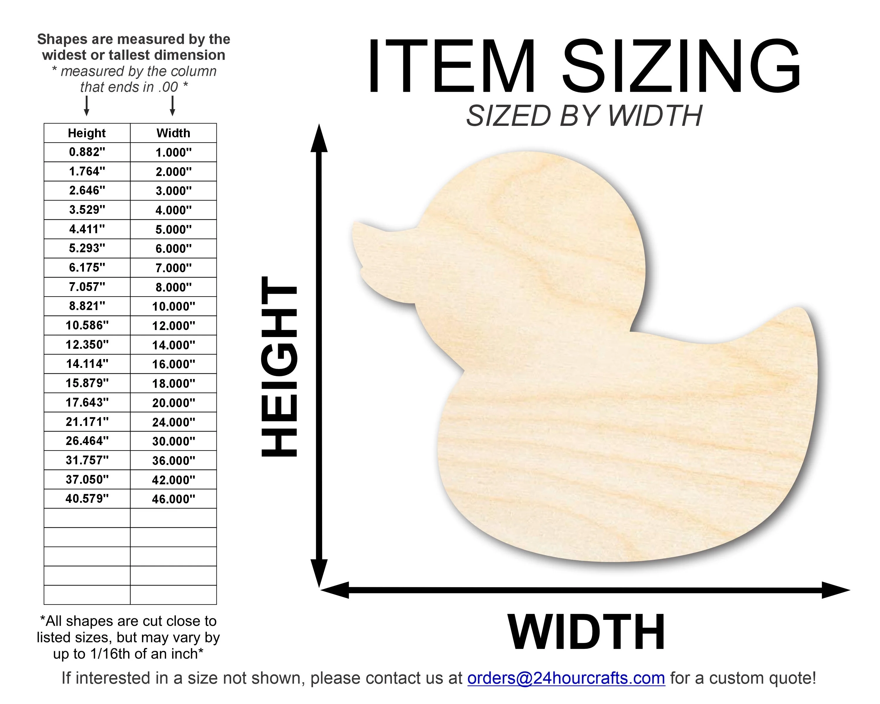 Unfinished Wood Cute Rubber Duck Shape | DIY Craft Cutout | up to 46" DIY - Image 2