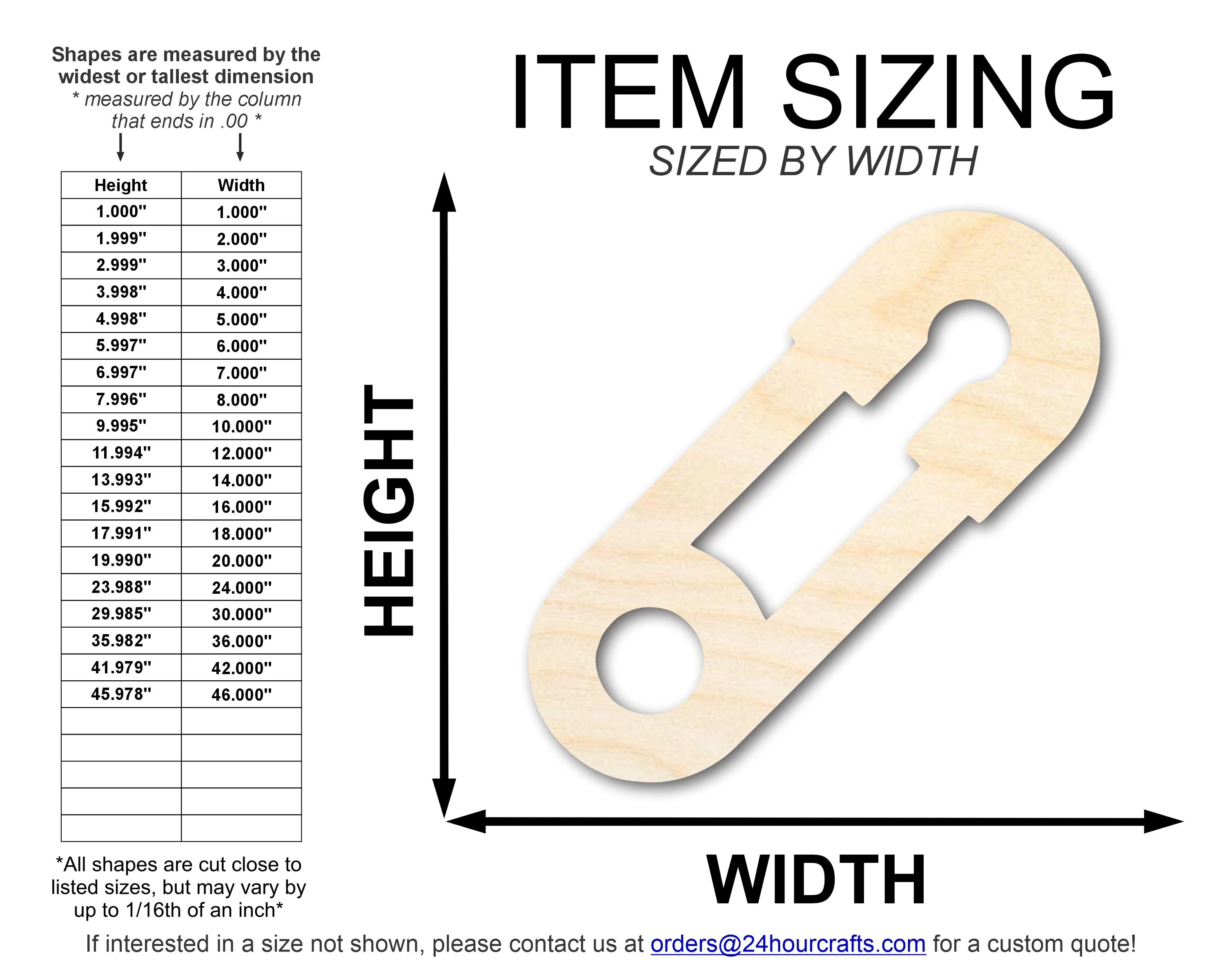 Unfinished Wood Cute Safety Pin Shape | DIY Craft Cutout | up to 46" DIY - Image 2