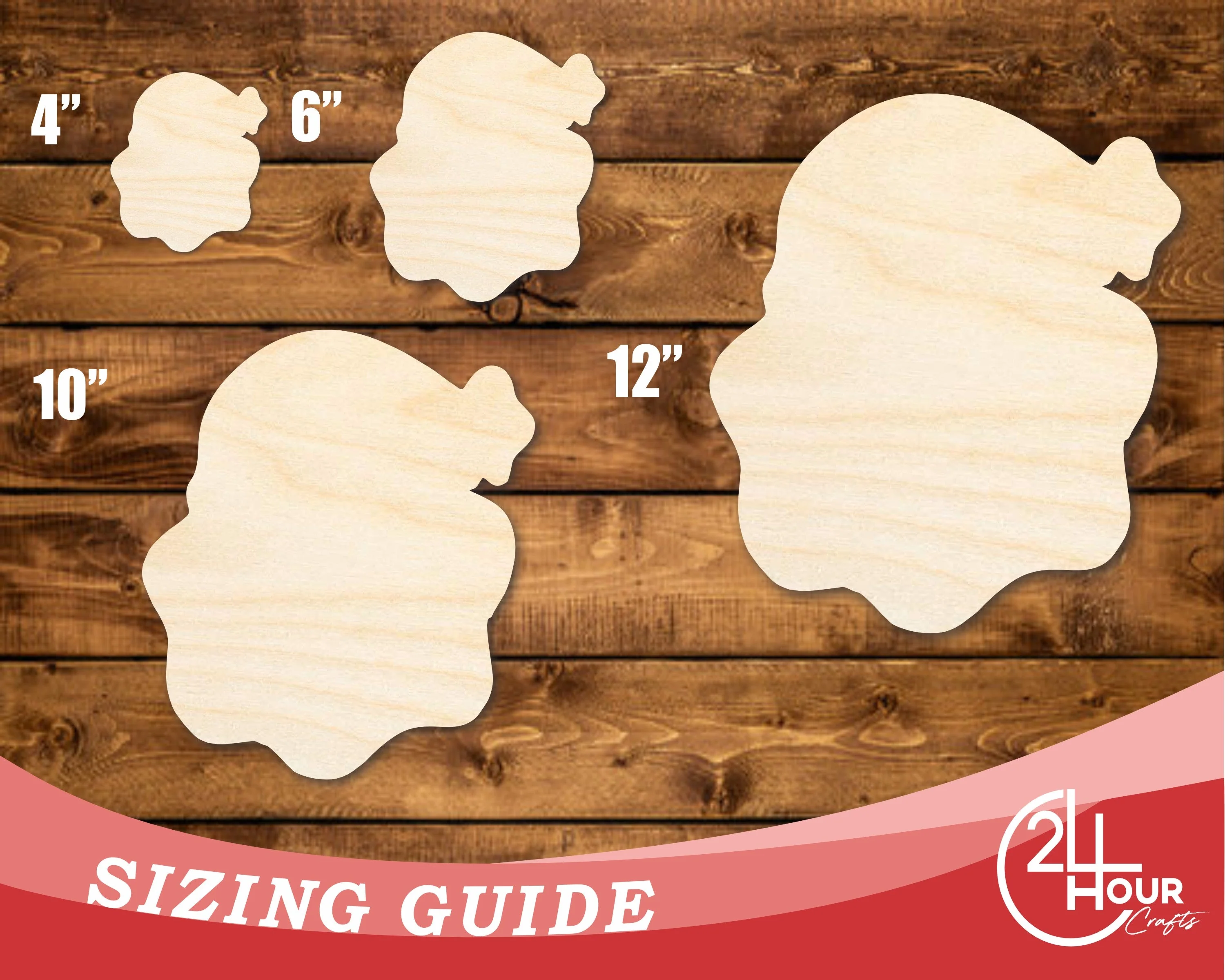 Unfinished Wood Cute Santa Shape | DIY Craft Cutout | up to 46" DIY - Image 3