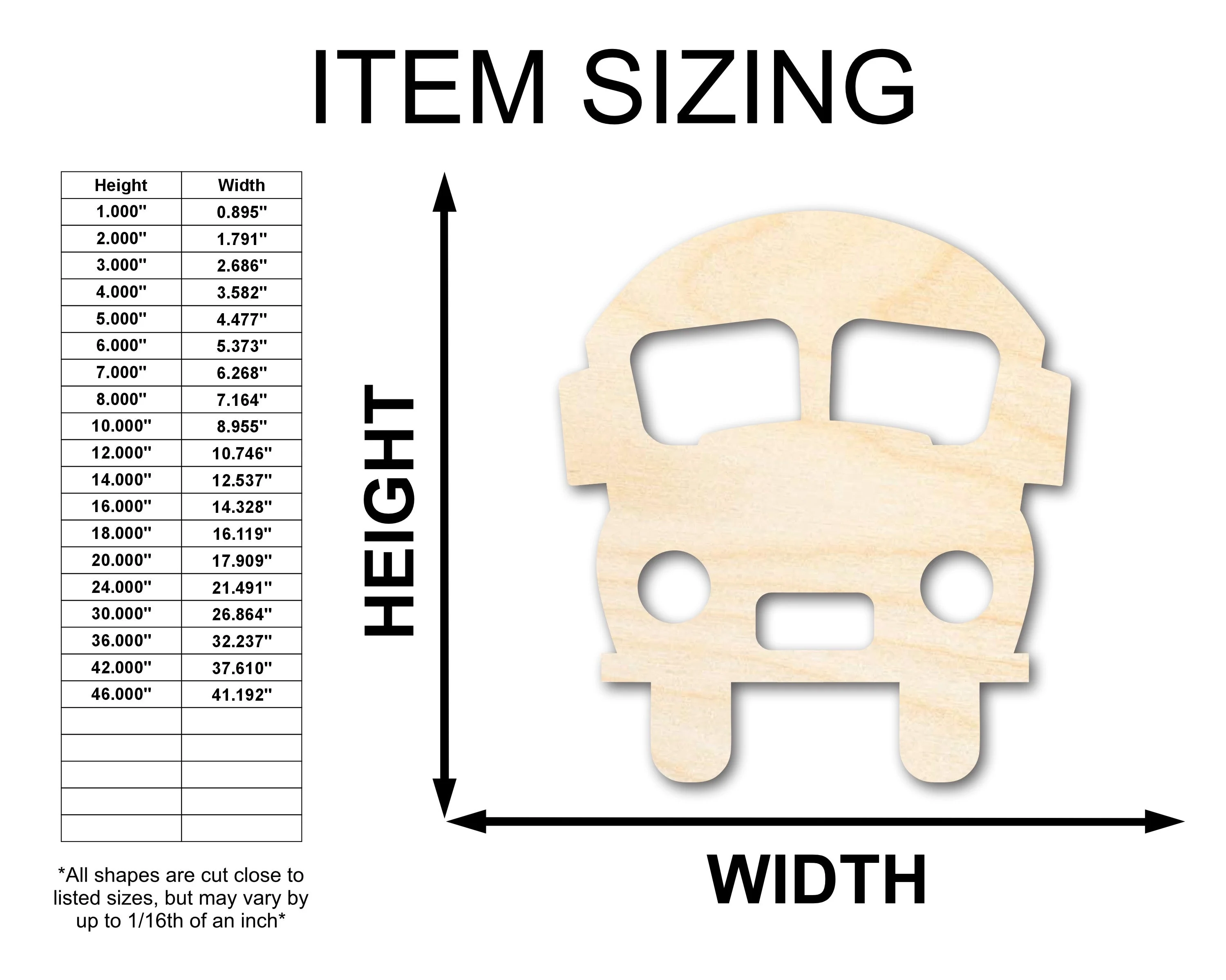 Unfinished Wood Cute School Bus Shape | Back to School | Kids Crafts | Craft Cutout | up to 46" DIY - Image 2
