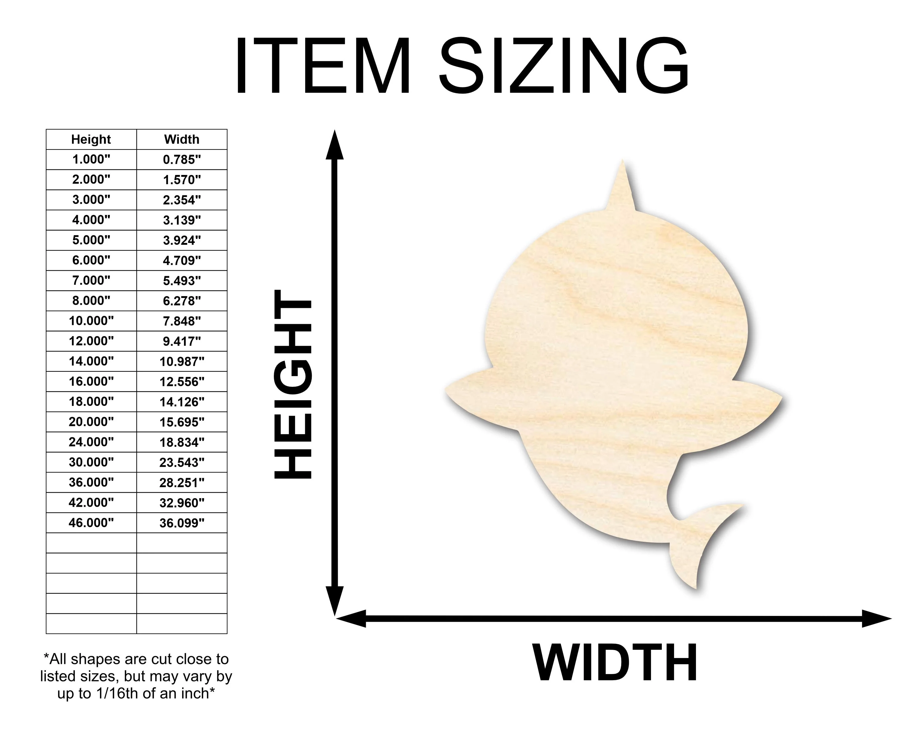 Unfinished Wood Cute Shark Shape - Craft - up to 46" - Image 2