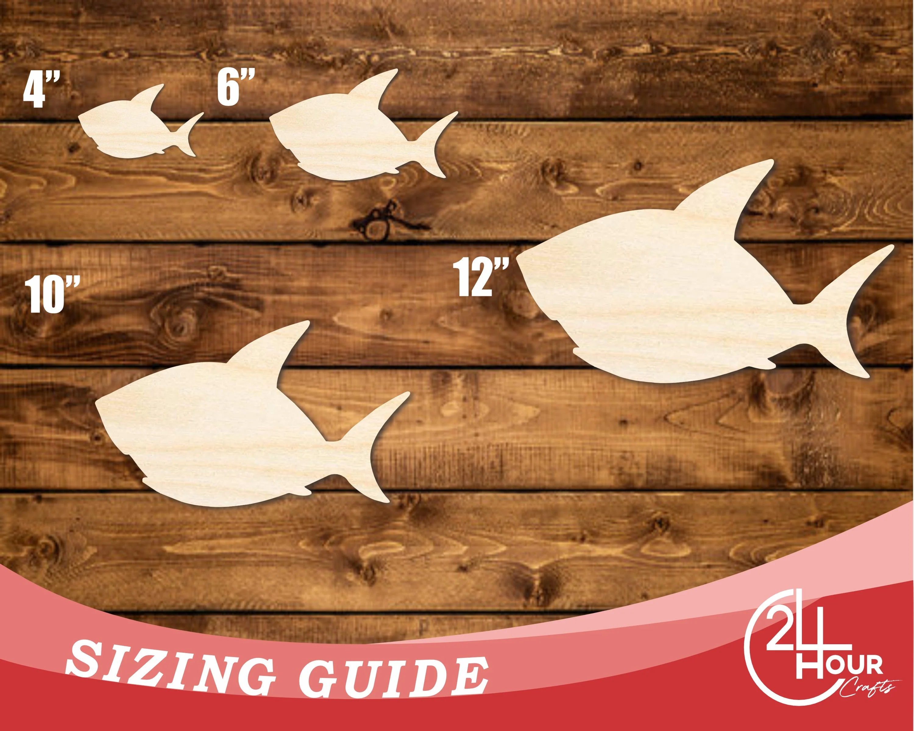 Unfinished Wood Cute Shark Shape | DIY Craft Cutout | up to 46" DIY - Image 3