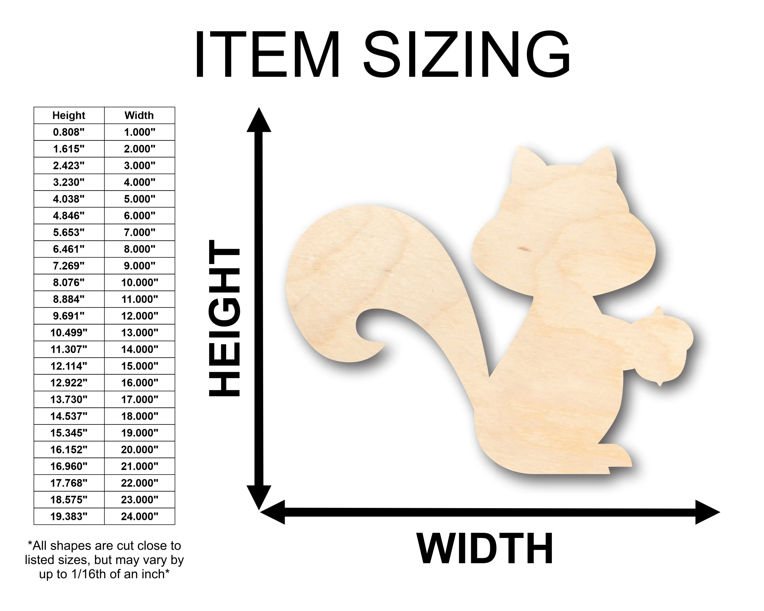 Unfinished Wood Cute Squirrel Shape - Craft - up to 46" DIY - Image 2