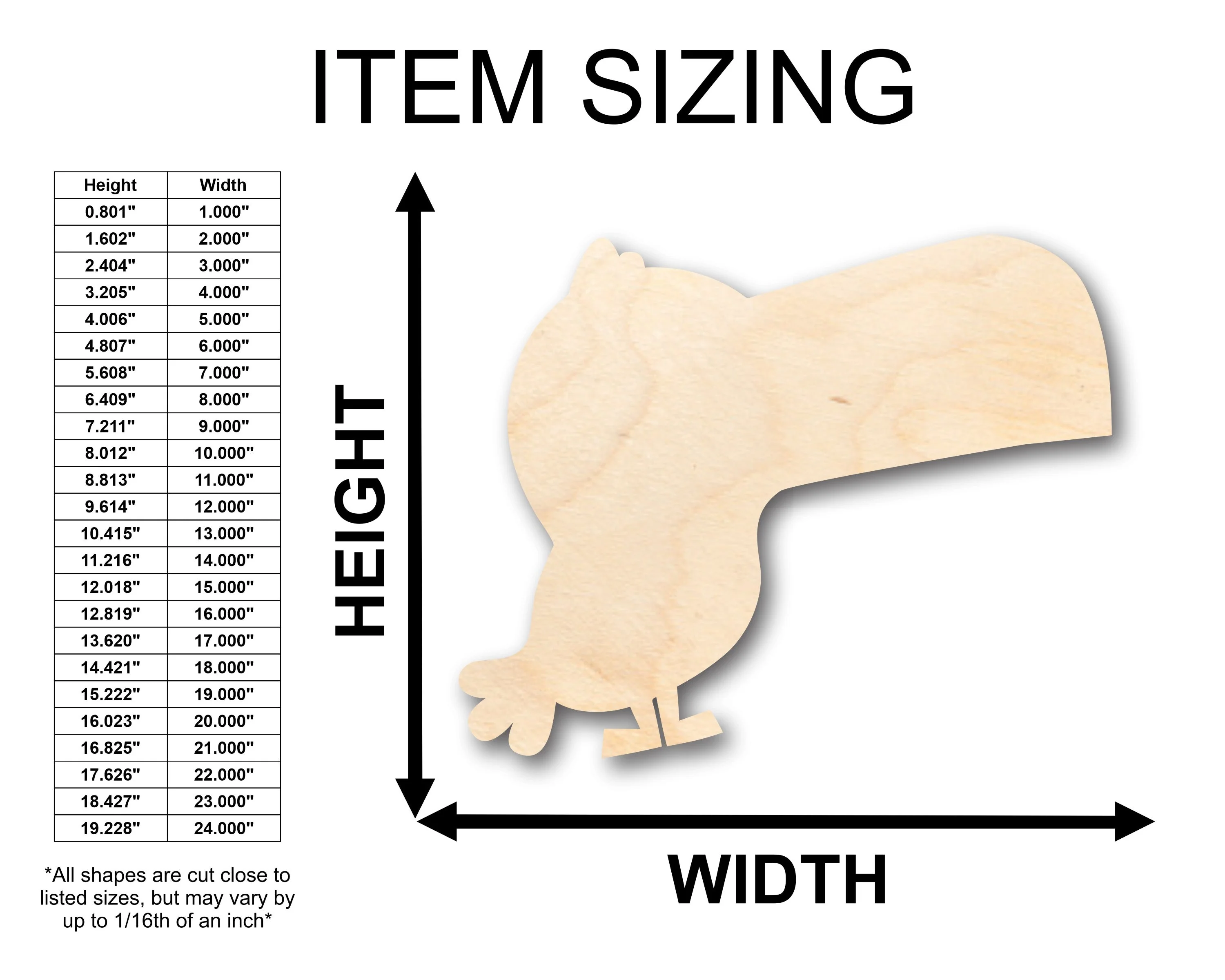 Unfinished Wood Cute Toucan Shape - Craft - up to 46" DIY - Image 2