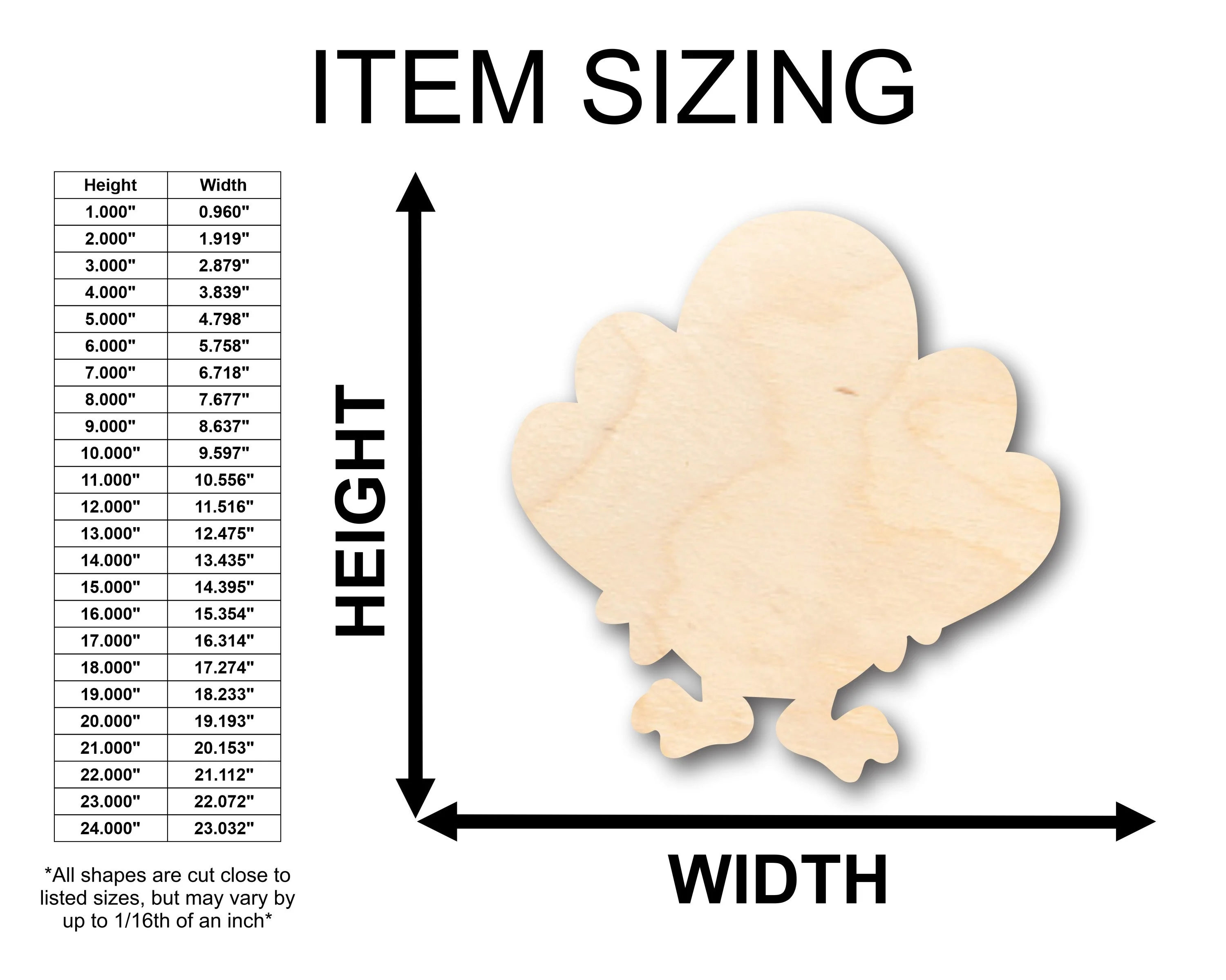 Unfinished Wood Cute Turkey Shape - Craft - up to 46" DIY - Image 2