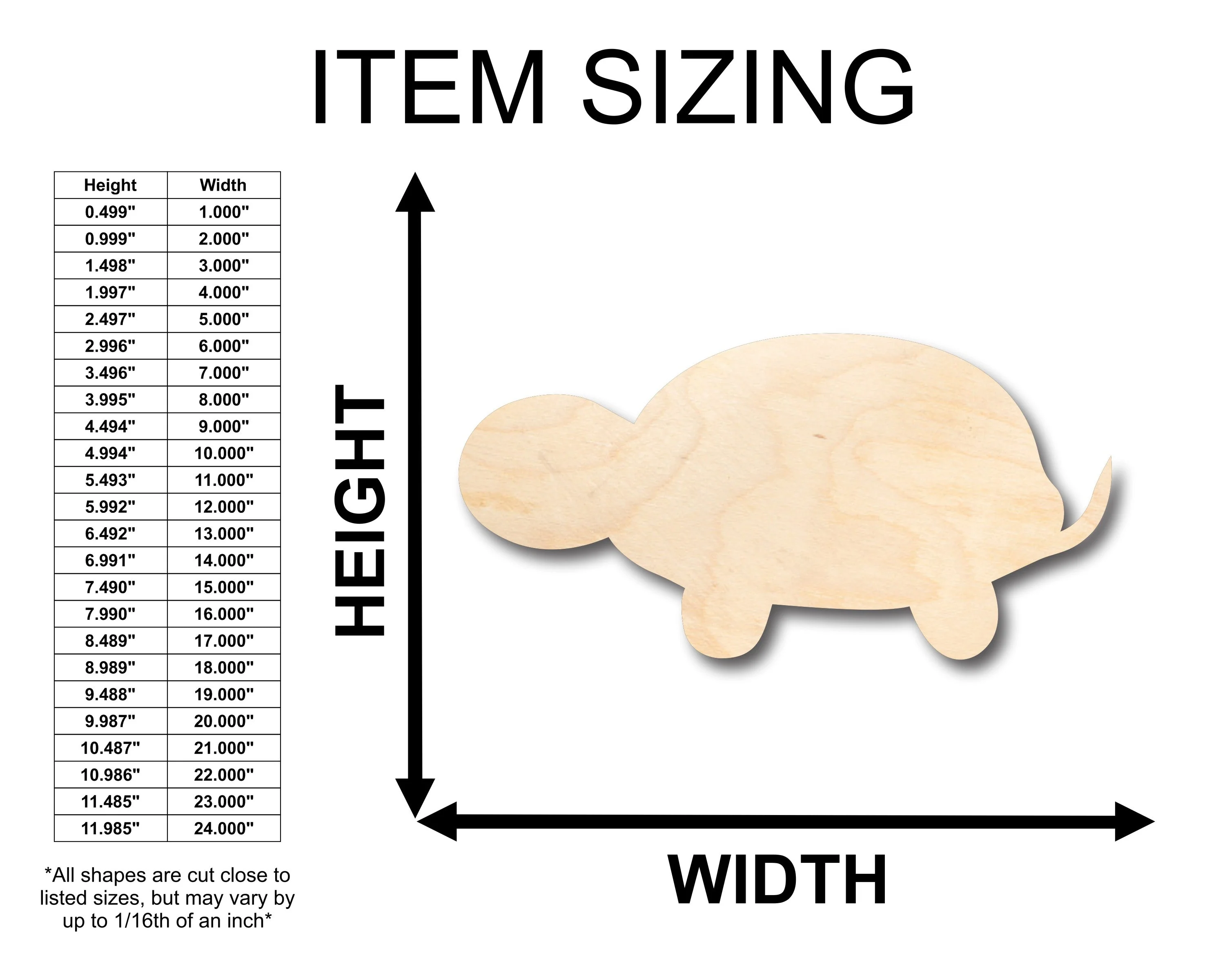 Unfinished Wood Cute Turtle Shape - Craft - up to 46" DIY - Image 2