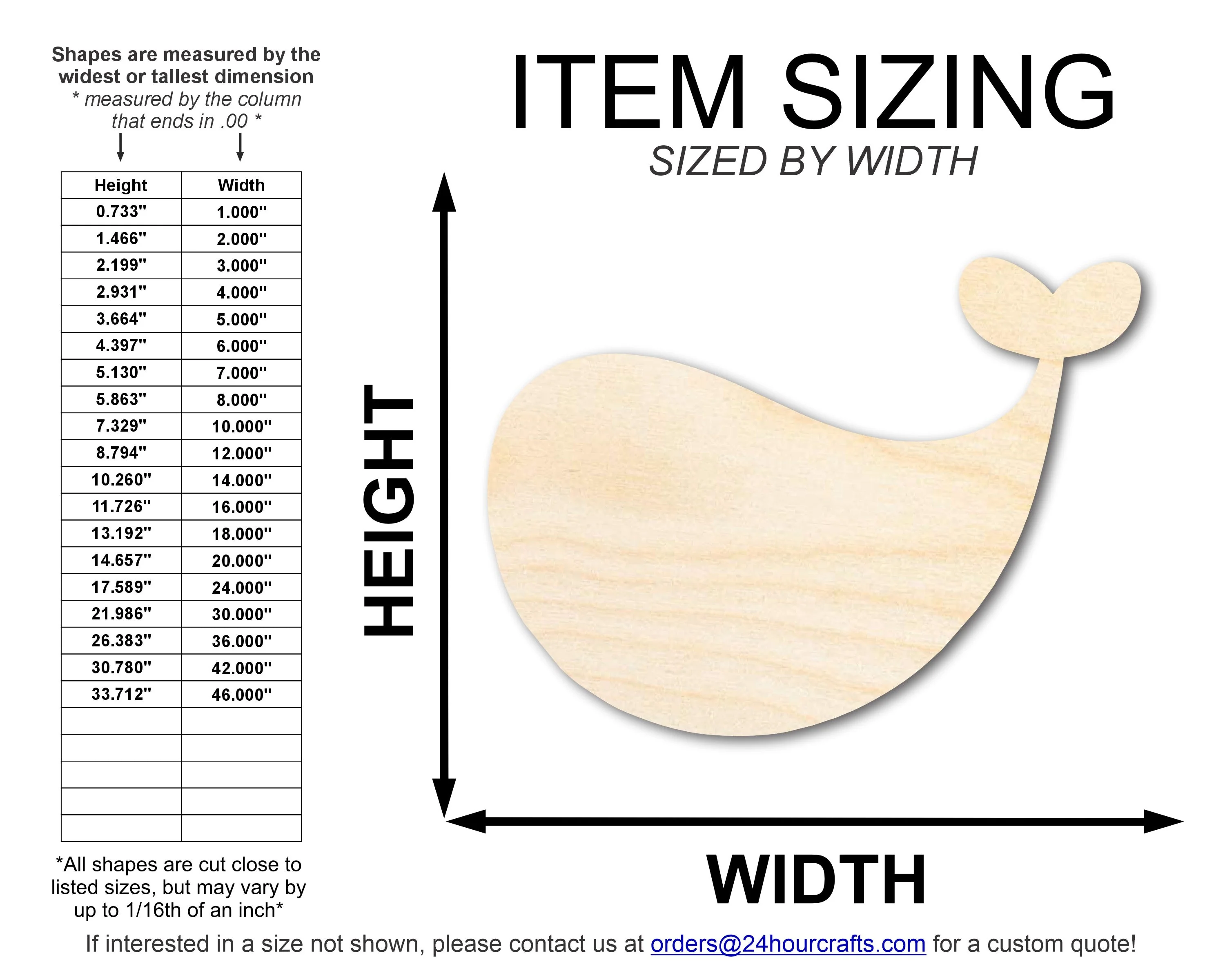 Unfinished Wood Cute Whale Shape | DIY Craft Cutout | up to 46" DIY - Image 2
