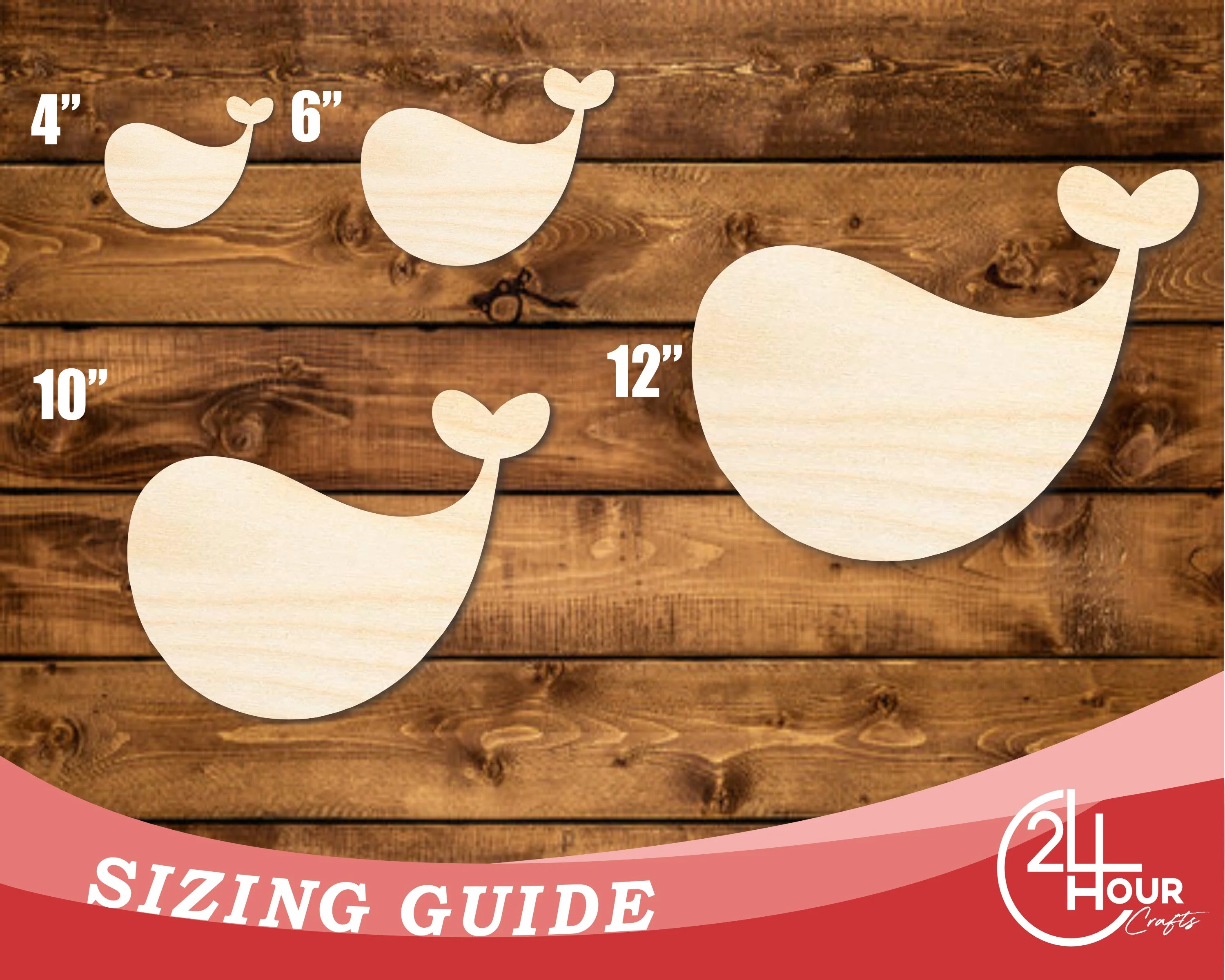Unfinished Wood Cute Whale Shape | DIY Craft Cutout | up to 46" DIY - Image 3