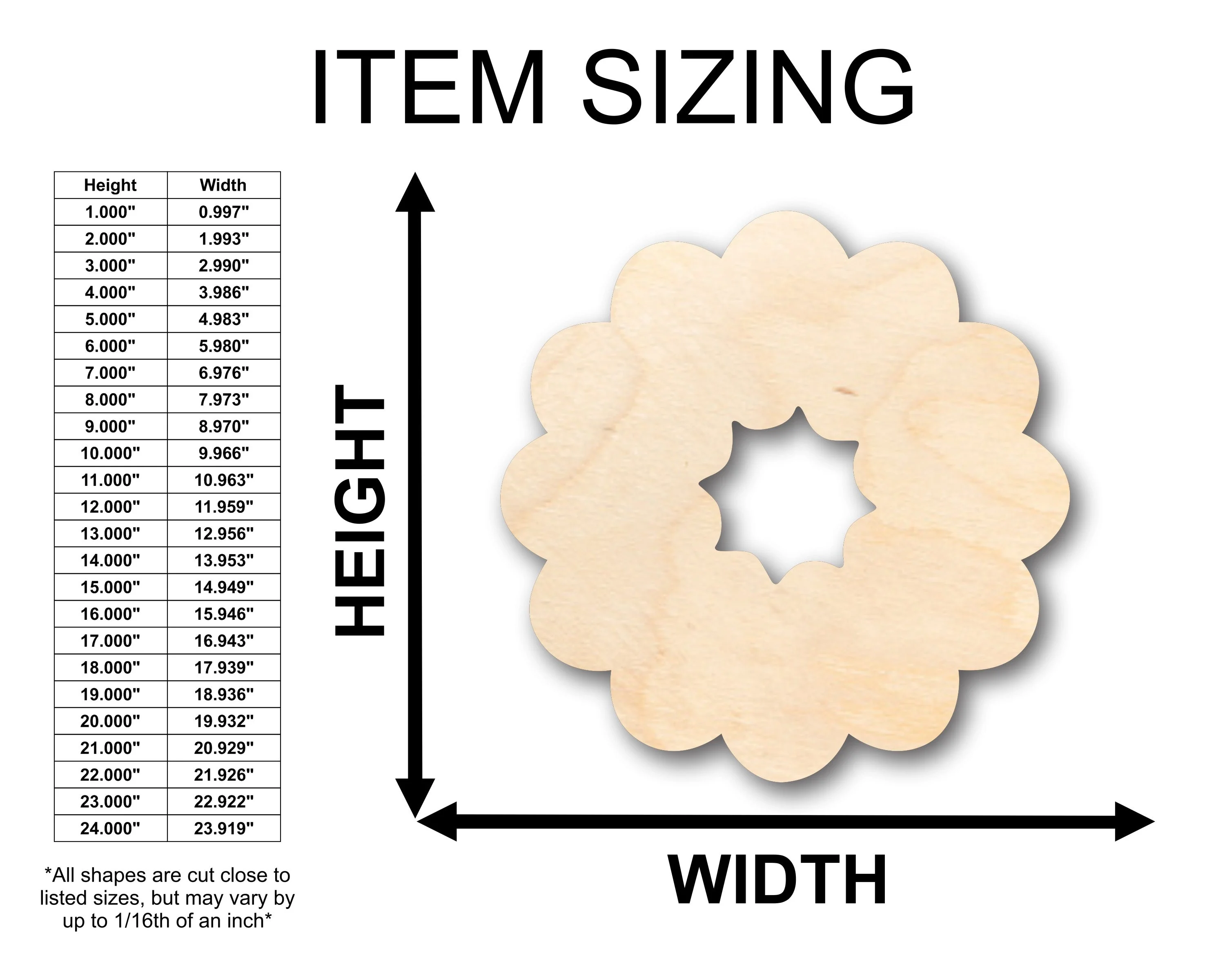 Unfinished Wood Cute Wreath Shape - Christmas - Craft - up to 46" DIY - Image 2