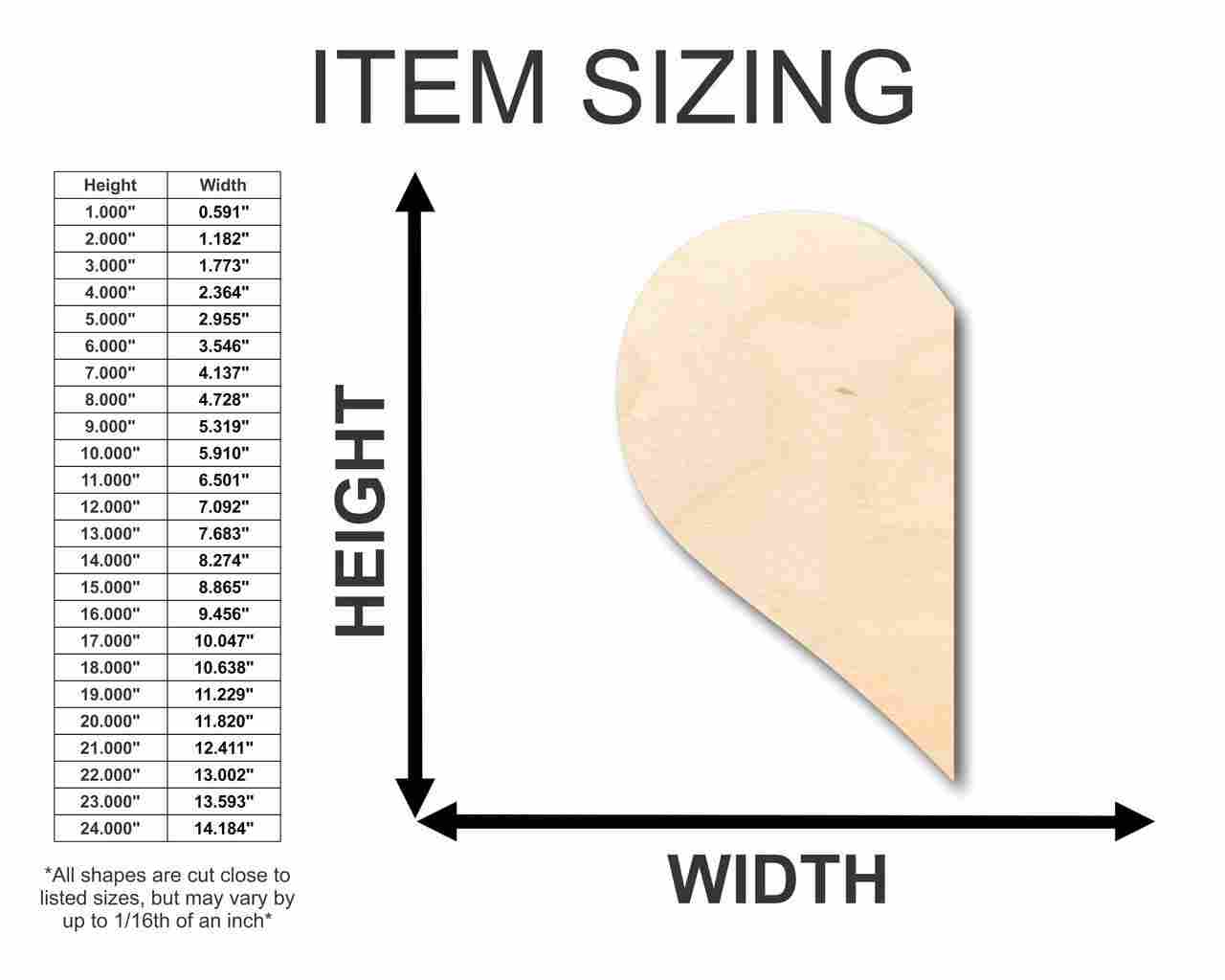 Unfinished Wood Cutout Craft Half Heart Shape up to 46" DIY Valentines day wedding shower - Image 2