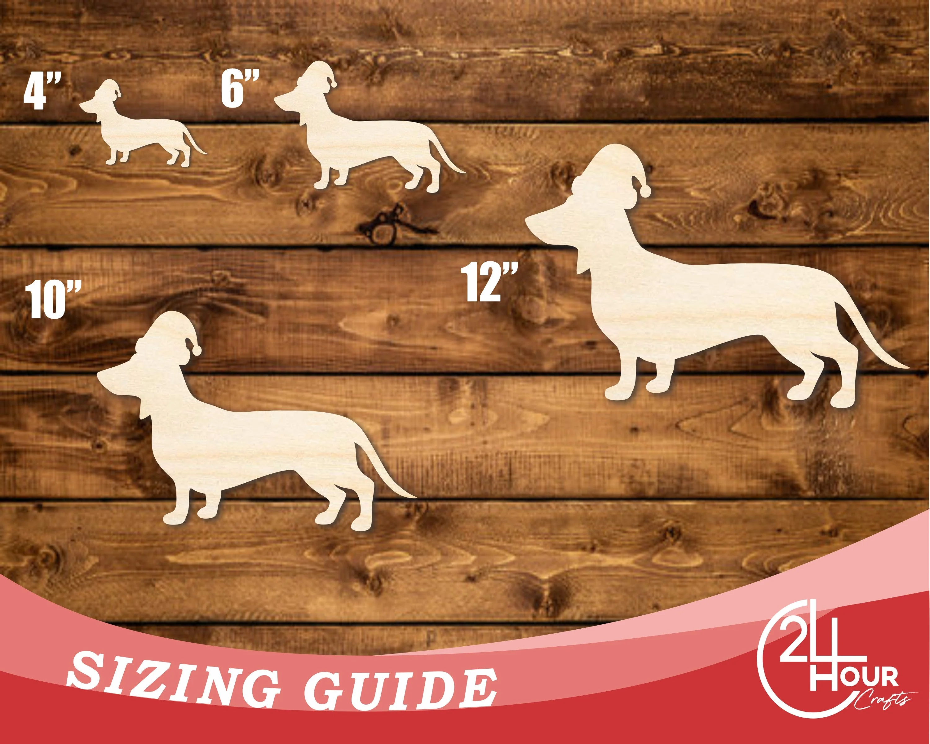 Unfinished Wood Dachshund With Santa Hat Shape | DIY Craft Cutout | up to 46" DIY - Image 3