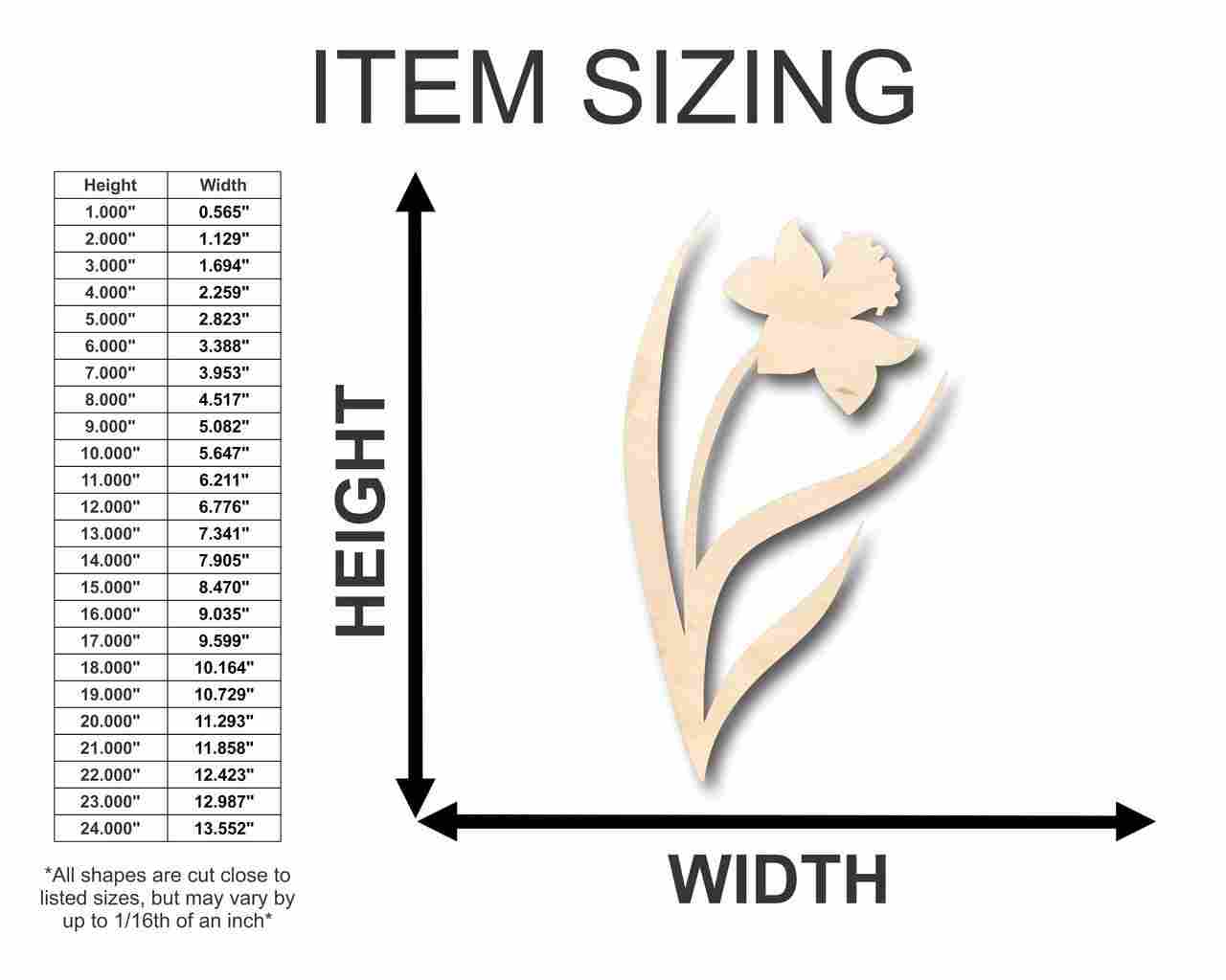 Unfinished Wood Daffodil Shape - Spring - Flower - Craft - up to 46" DIY - Image 2