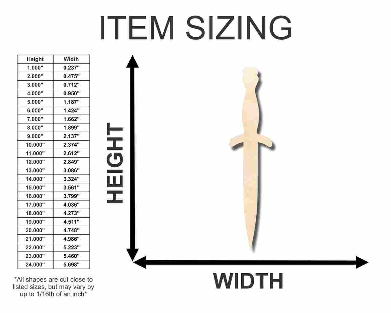Unfinished Wood Dagger Shape - Craft - up to 46" DIY - Image 2